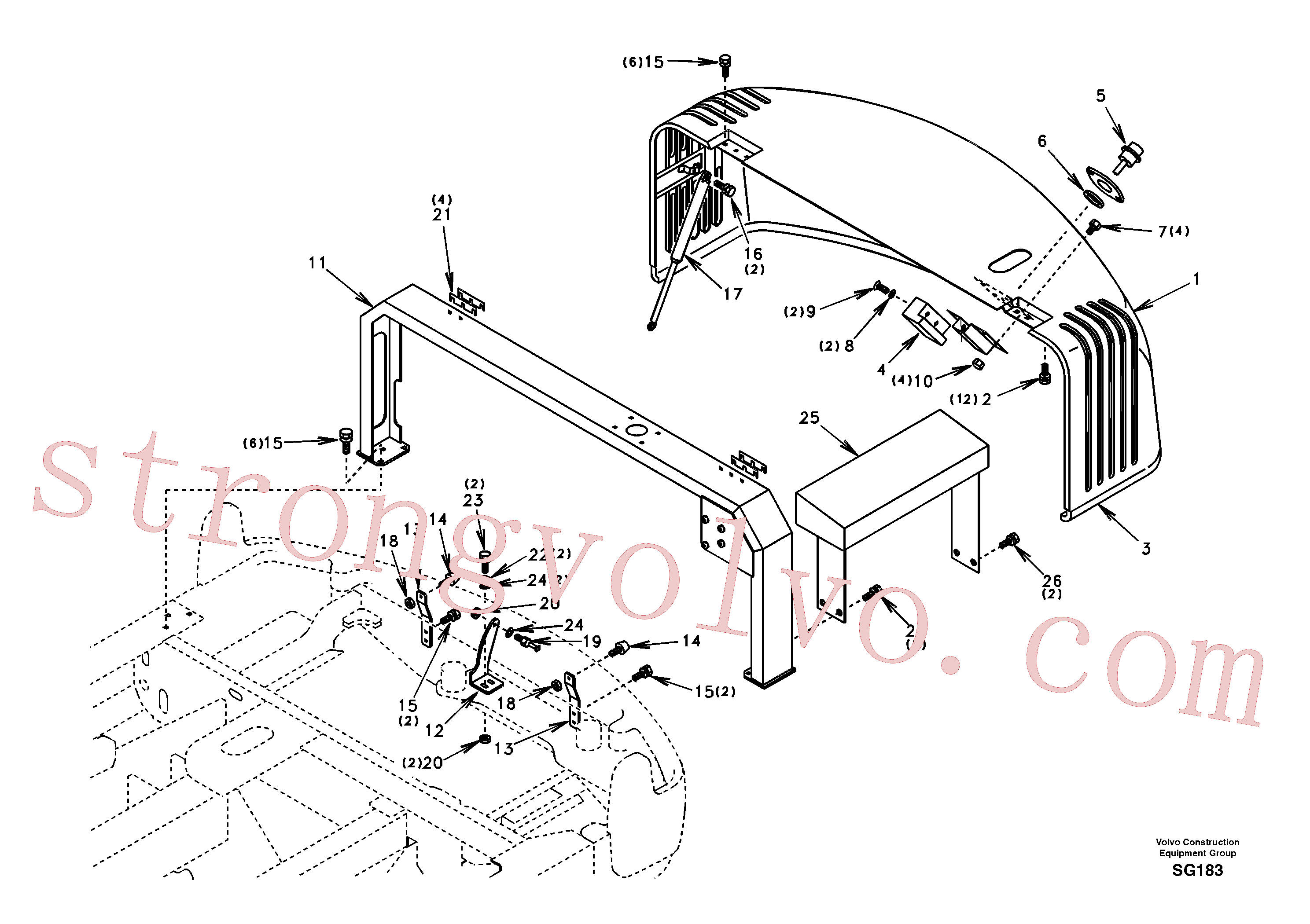 SA9014-10605 Volvo Estrutura da blindagem, cobertura e capot(SG183 Montagem)
