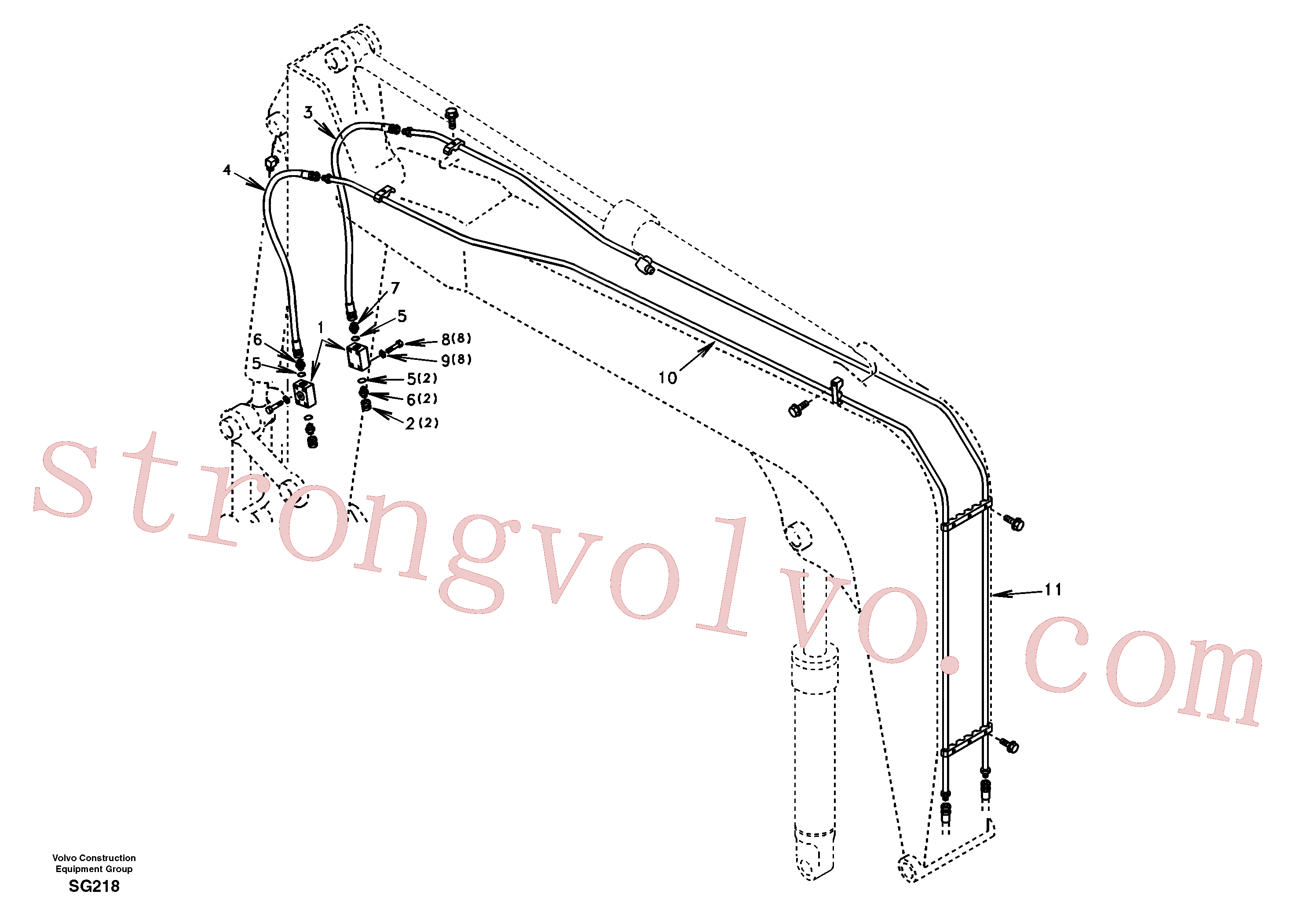 SA1174-30062 Volvo Hidráulica de serviço, martelo e cortador para lança(SG218 Montagem)