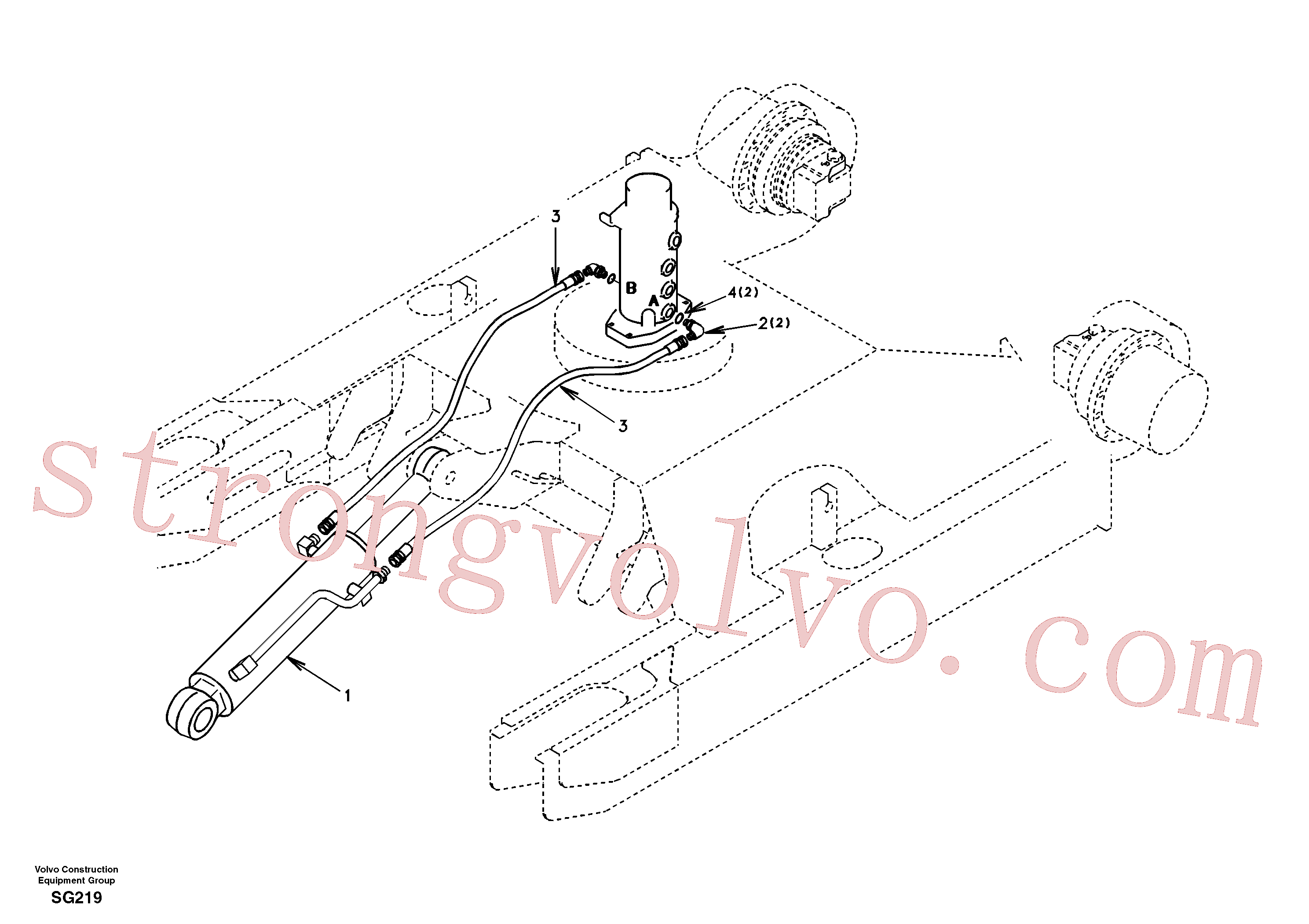 SA1146-01201 Volvo Sistema hidráulico de trabalho, lâmina niveladora(SG219 Montagem)