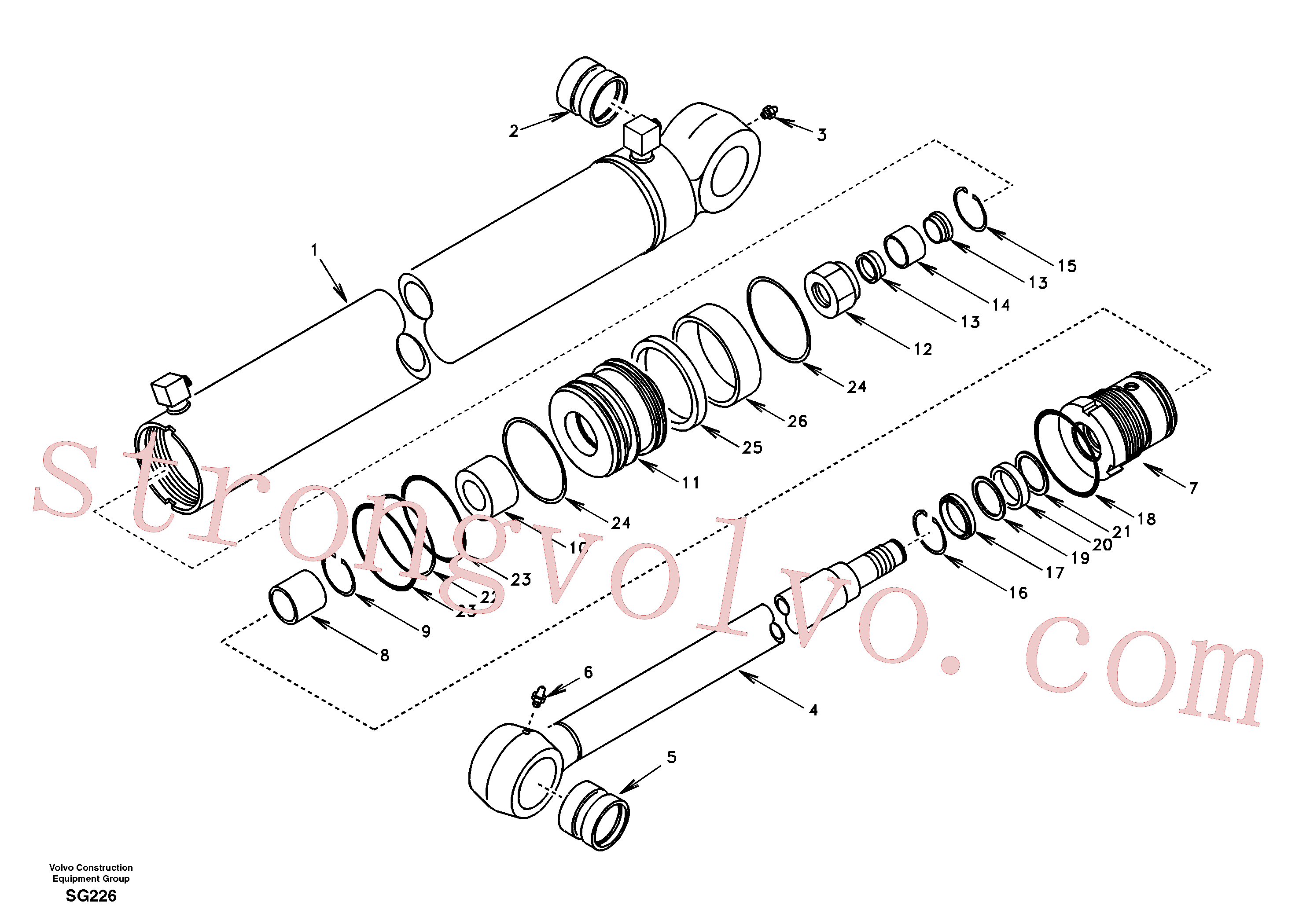 SA8148-14051 Volvo Cilindro de rotação da lança(SG226 Montagem)