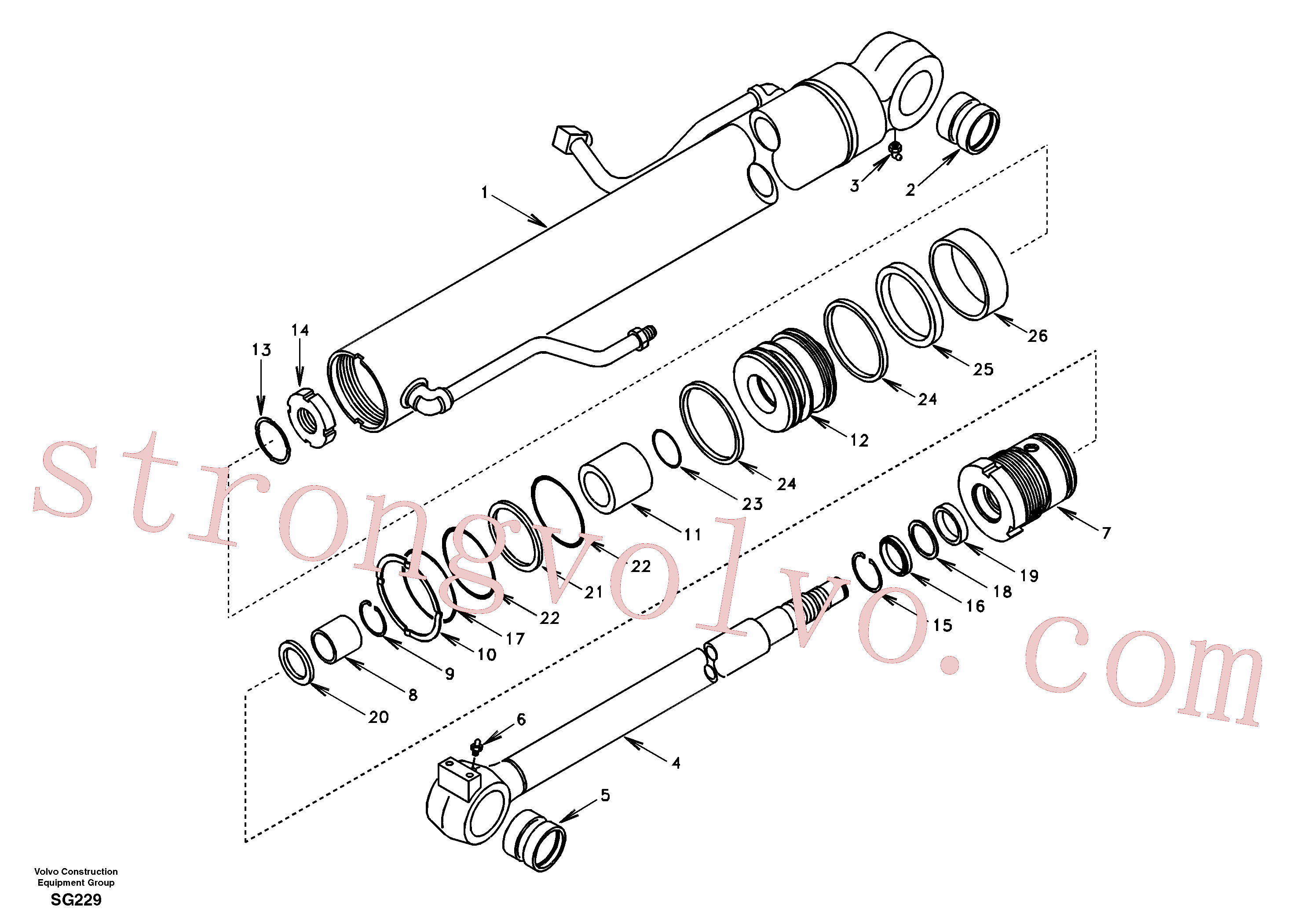 VOE14880761 Volvo Cilindro da lança(SG229 Montagem)