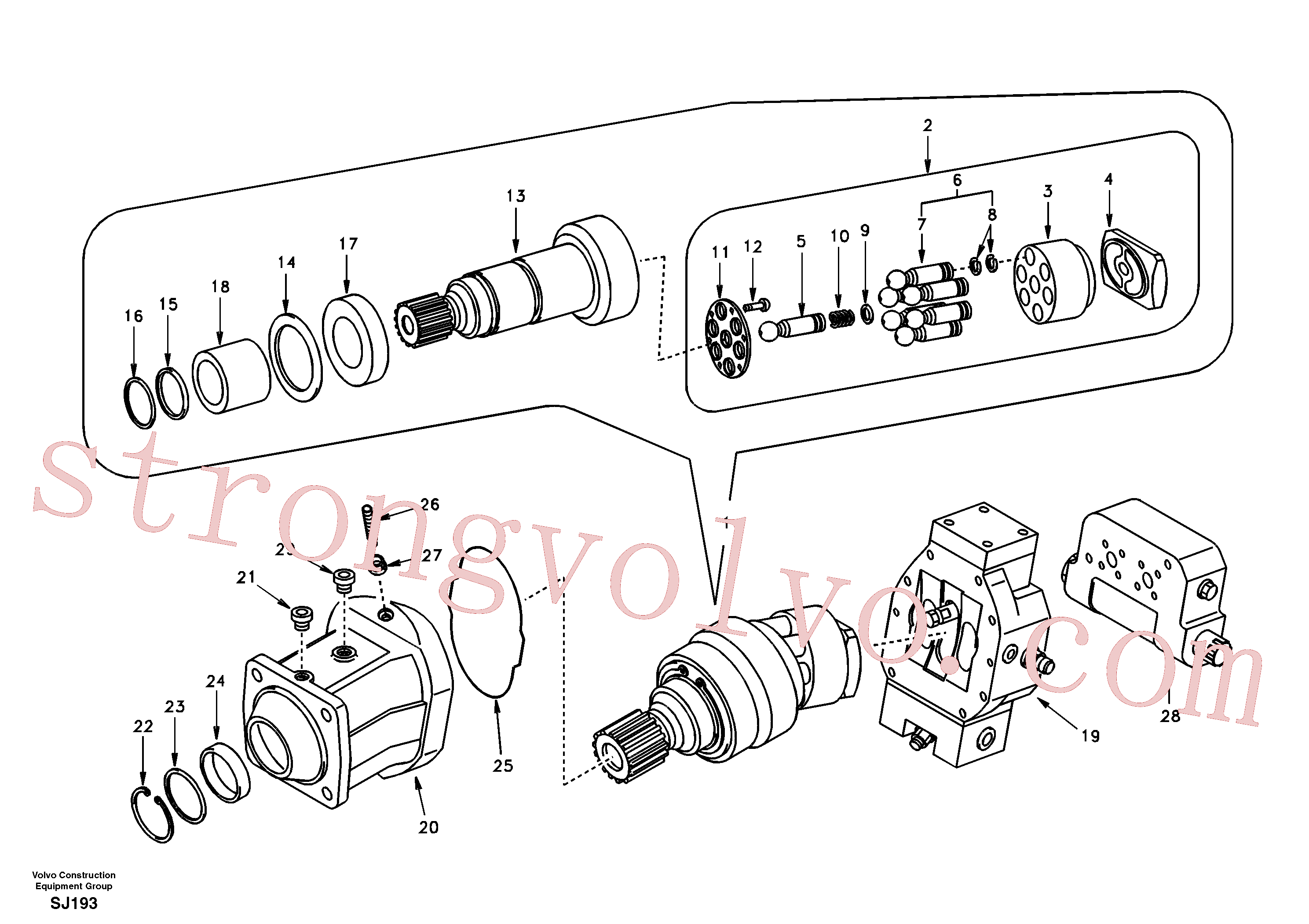 SA8230-29560 Volvo Motor de deslocação(SJ193 Montagem)