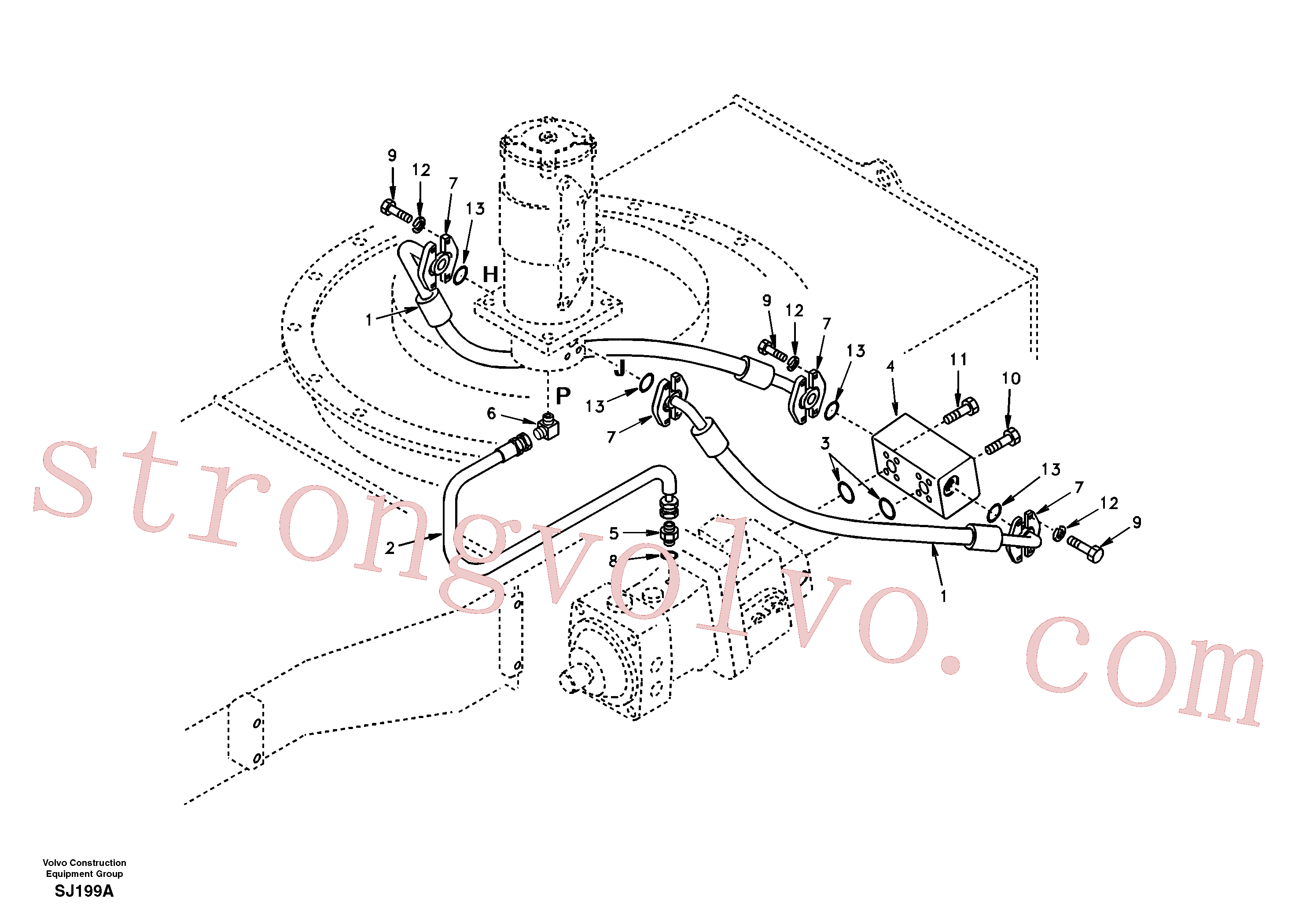 VOE983317 Volvo Linha da rótula, rótula ao motor de curso(SJ199A Montagem)