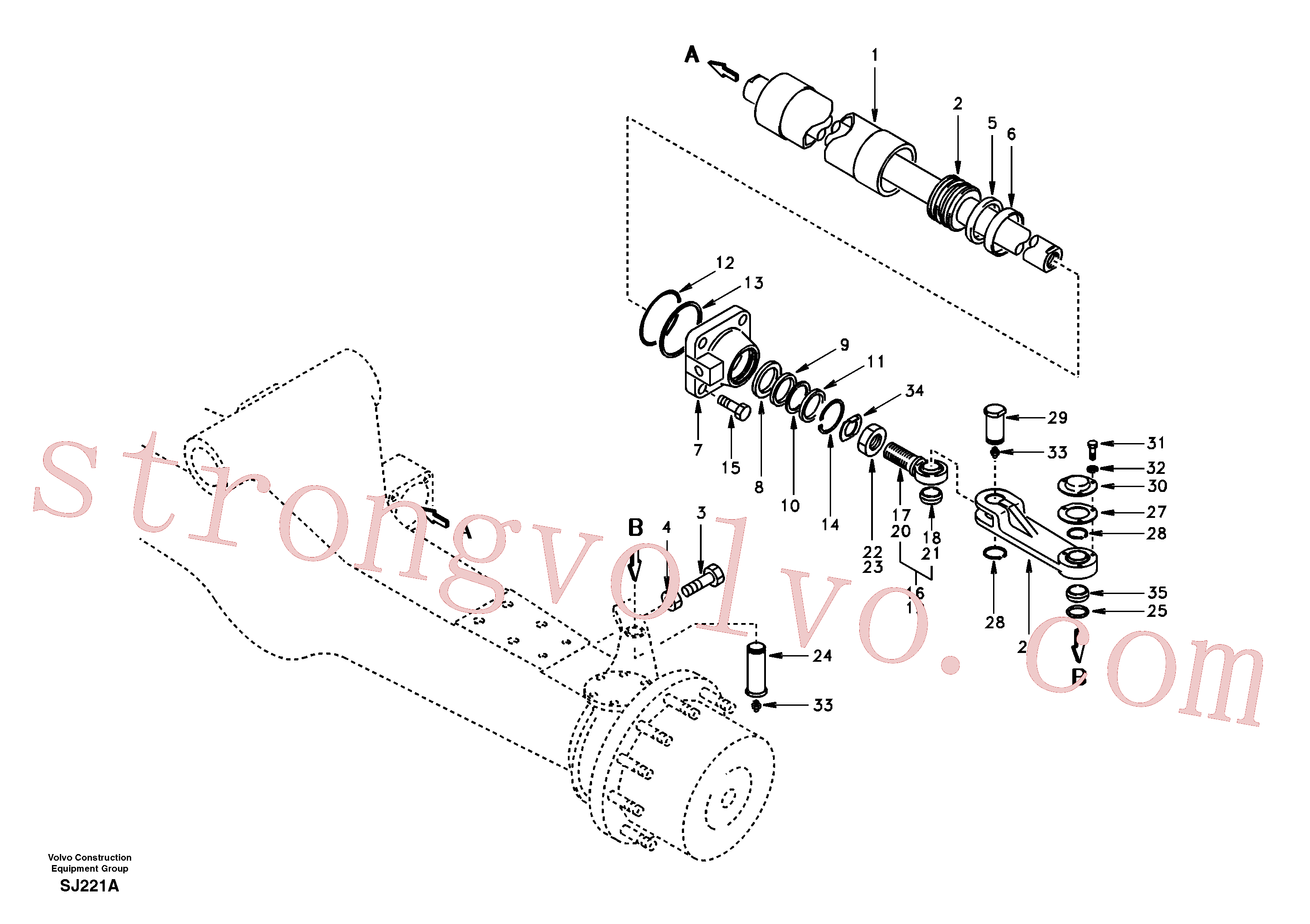 SA9566-20950 Volvo Cilindro da direcção(SJ221A Montagem)