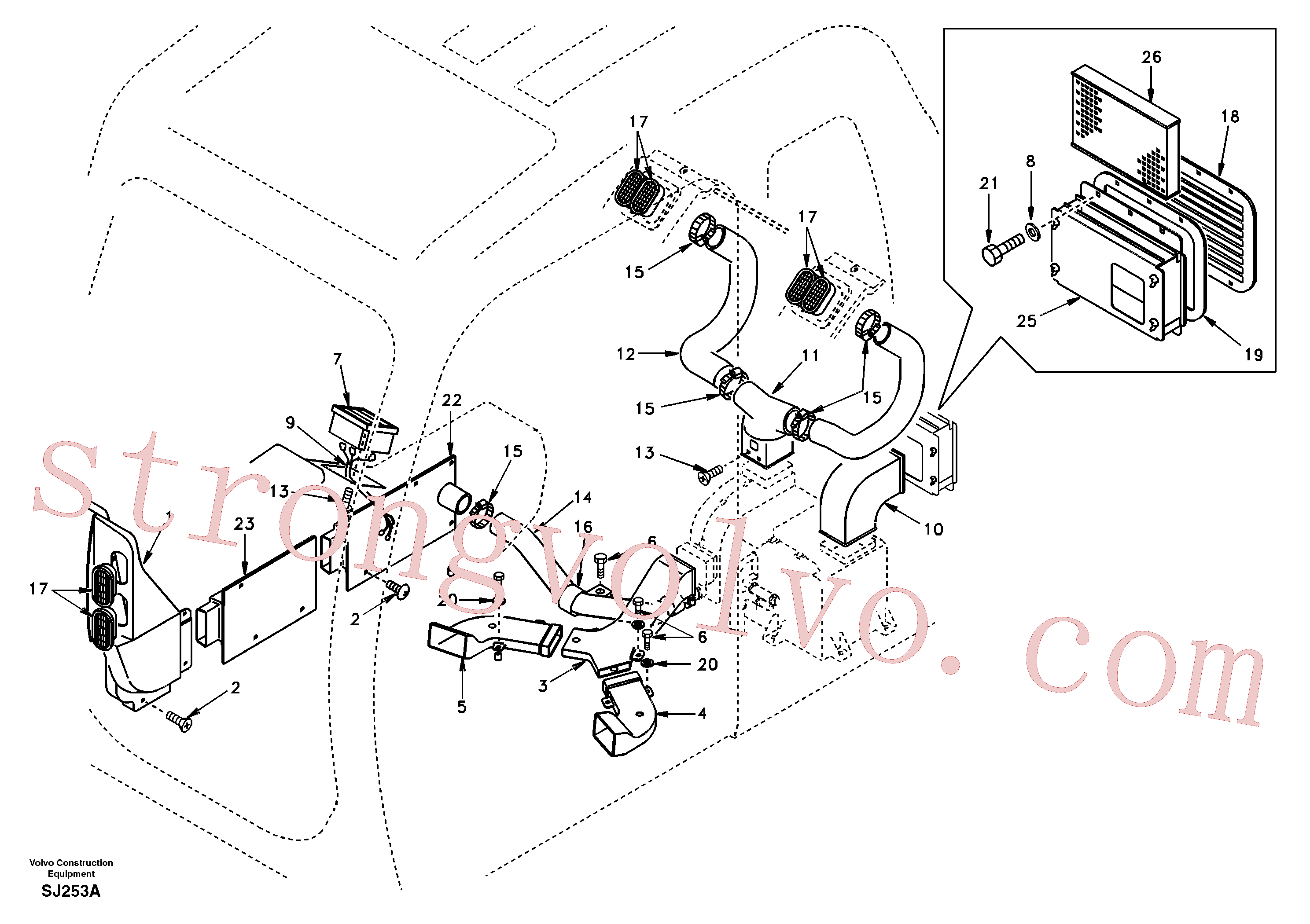 SA2025-02160 Volvo Conduta de ar na cabina e chão da cabina(SJ253A Montagem)