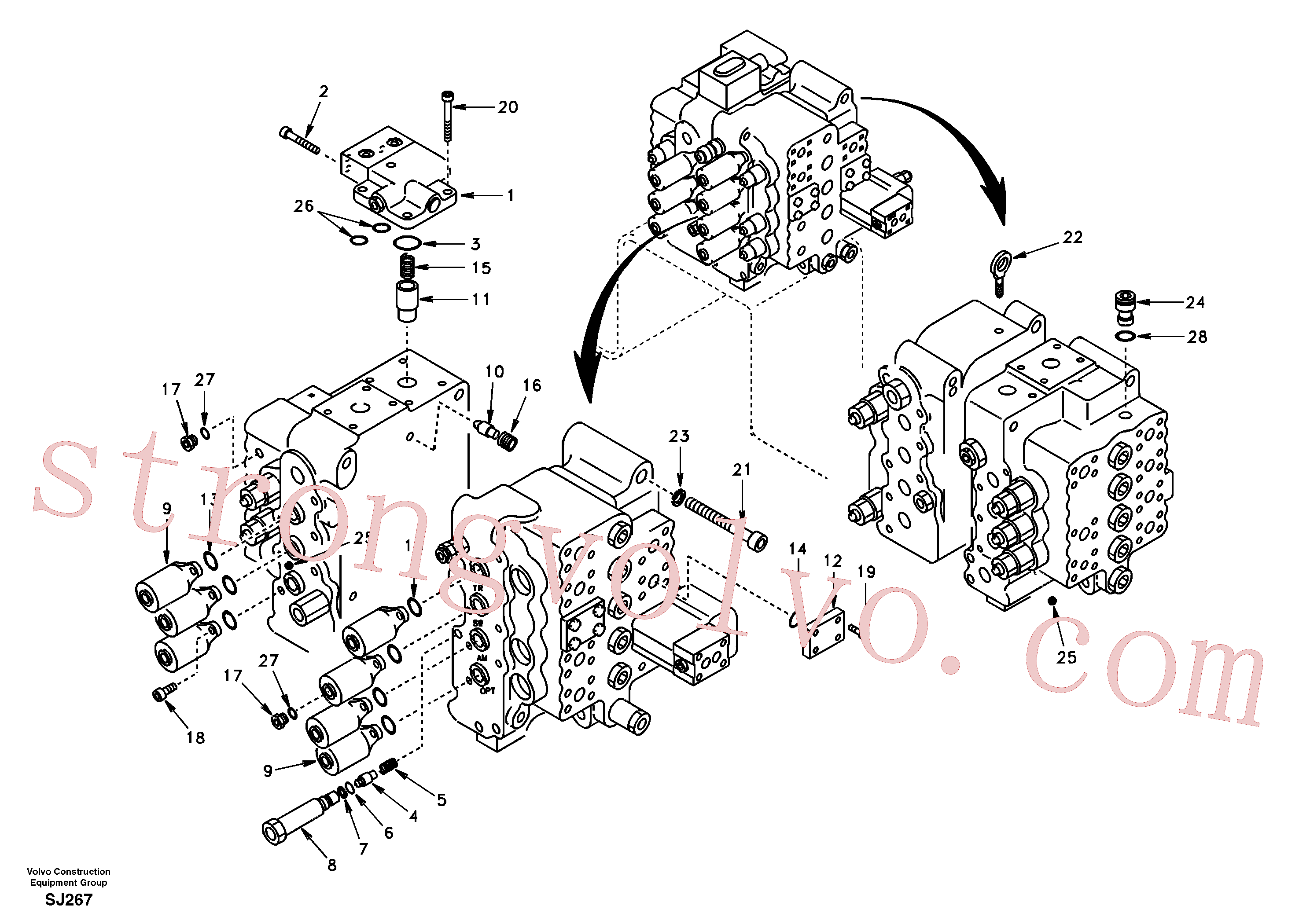 SA7273-10380 Volvo Válvula de comando com acessórios.(SJ267 Montagem)