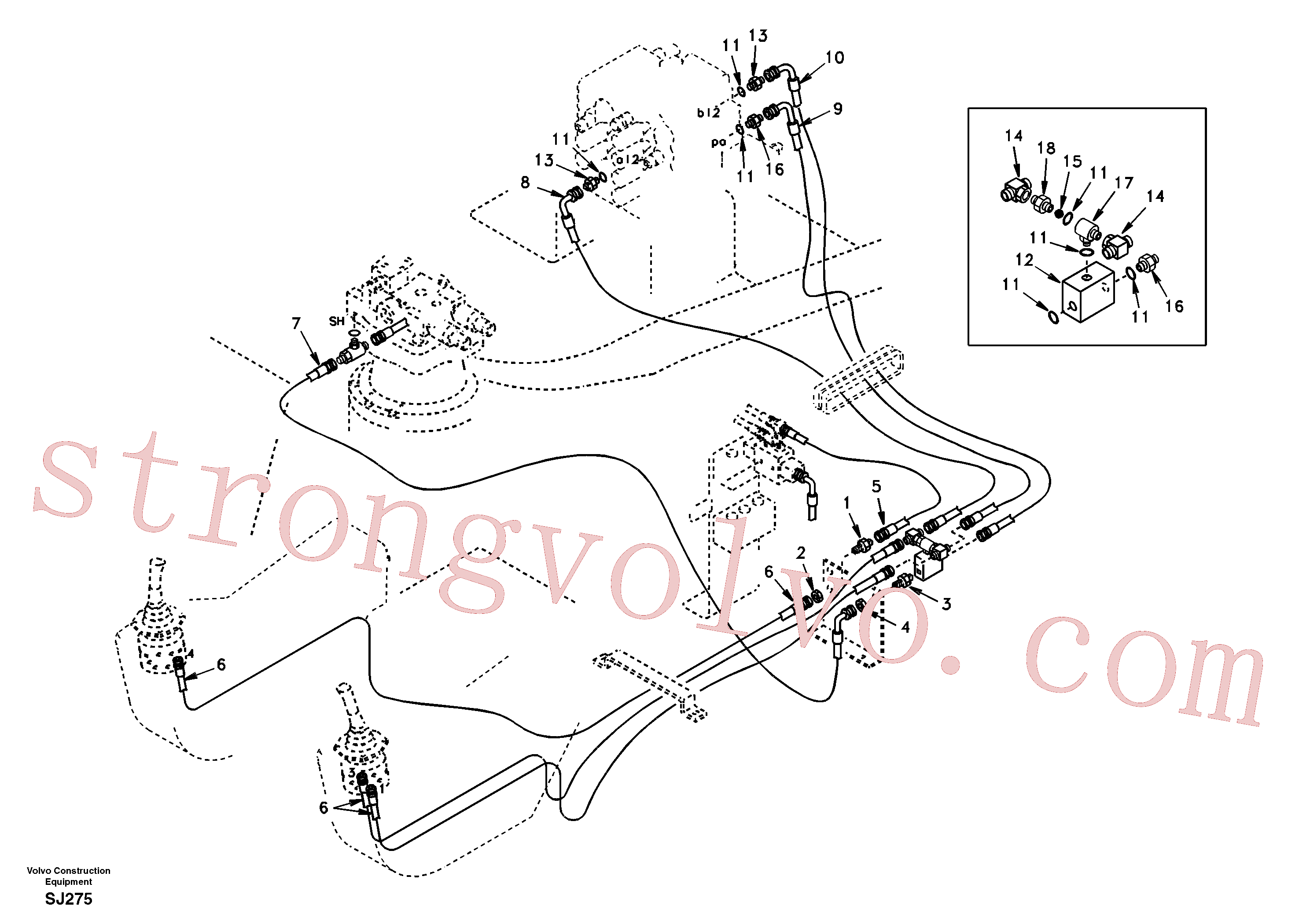 SA1048-13371 Volvo Sistema servomotor, válvula de comando para válvula de comando à distância(SJ275 Montagem)