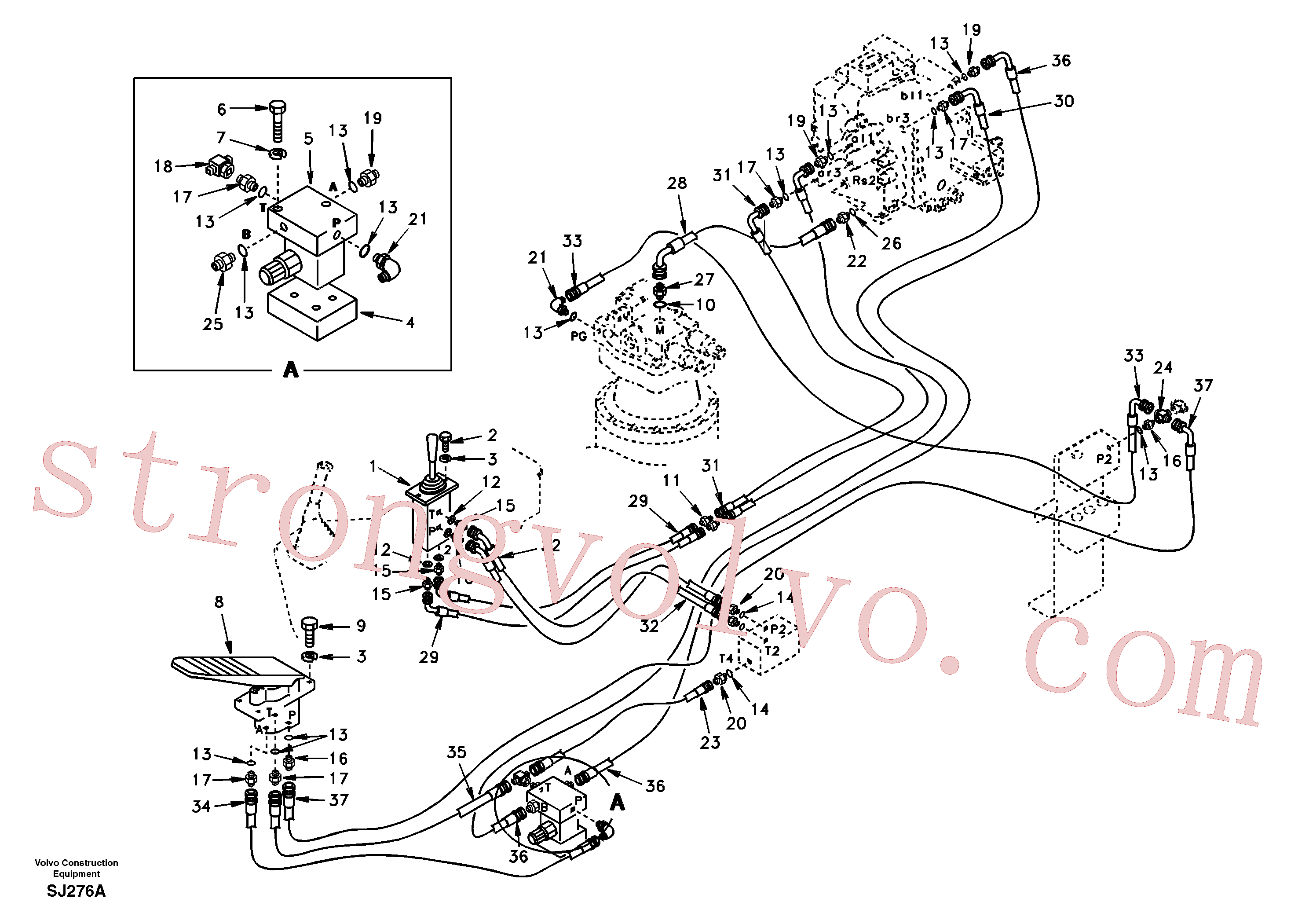 SA9453-03260 Volvo Sistema servomotor, válvula de comando para pedal da válvula de comando(SJ276A Montagem)
