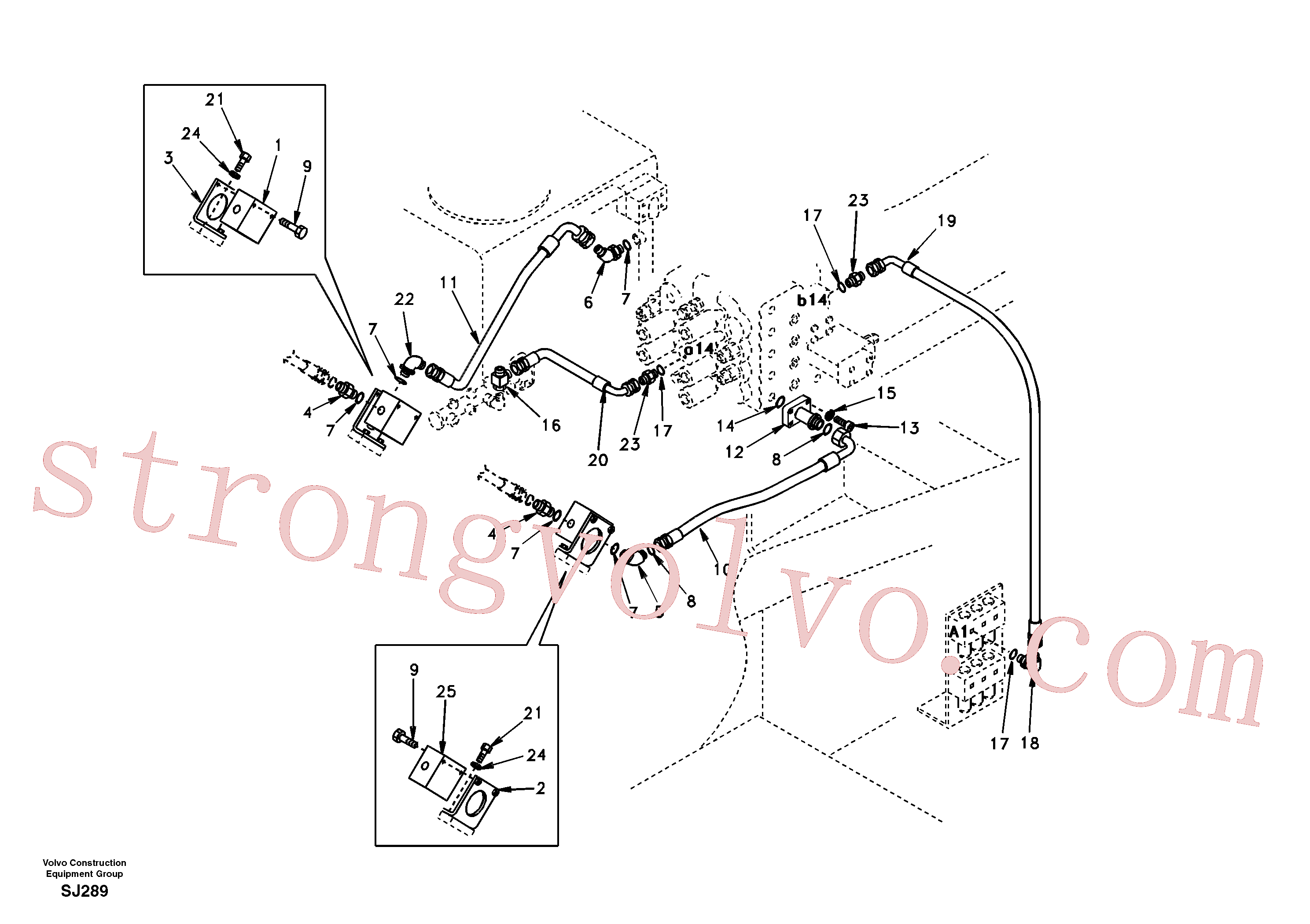 SA9403-06614 Volvo Hidráulica de serviço, martelo e cortador para topo(SJ289 Montagem)