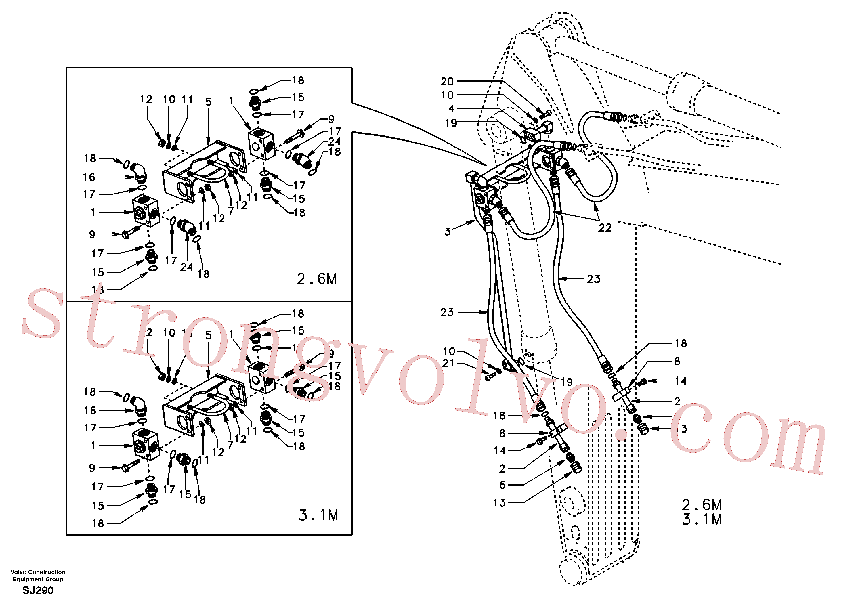 Volvo Acessórios para escavadeira SA9401-15635 Mangueira completa Acessórios