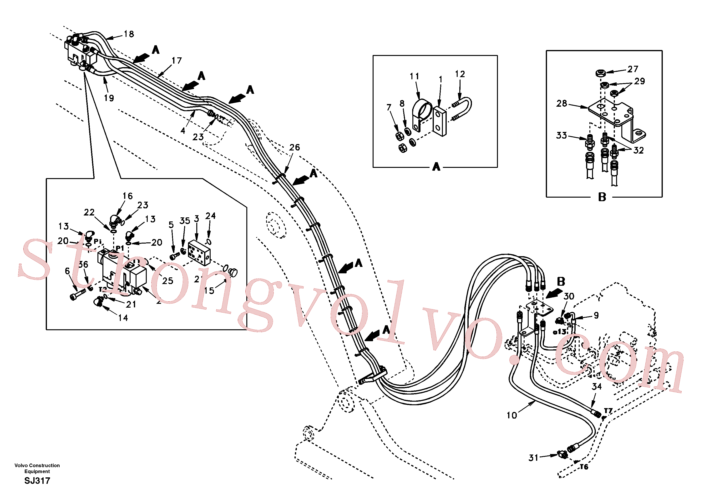SA9451-03214 Volvo Hidráulica de serviço, ruptura do braço de afundamento(SJ317 Montagem)