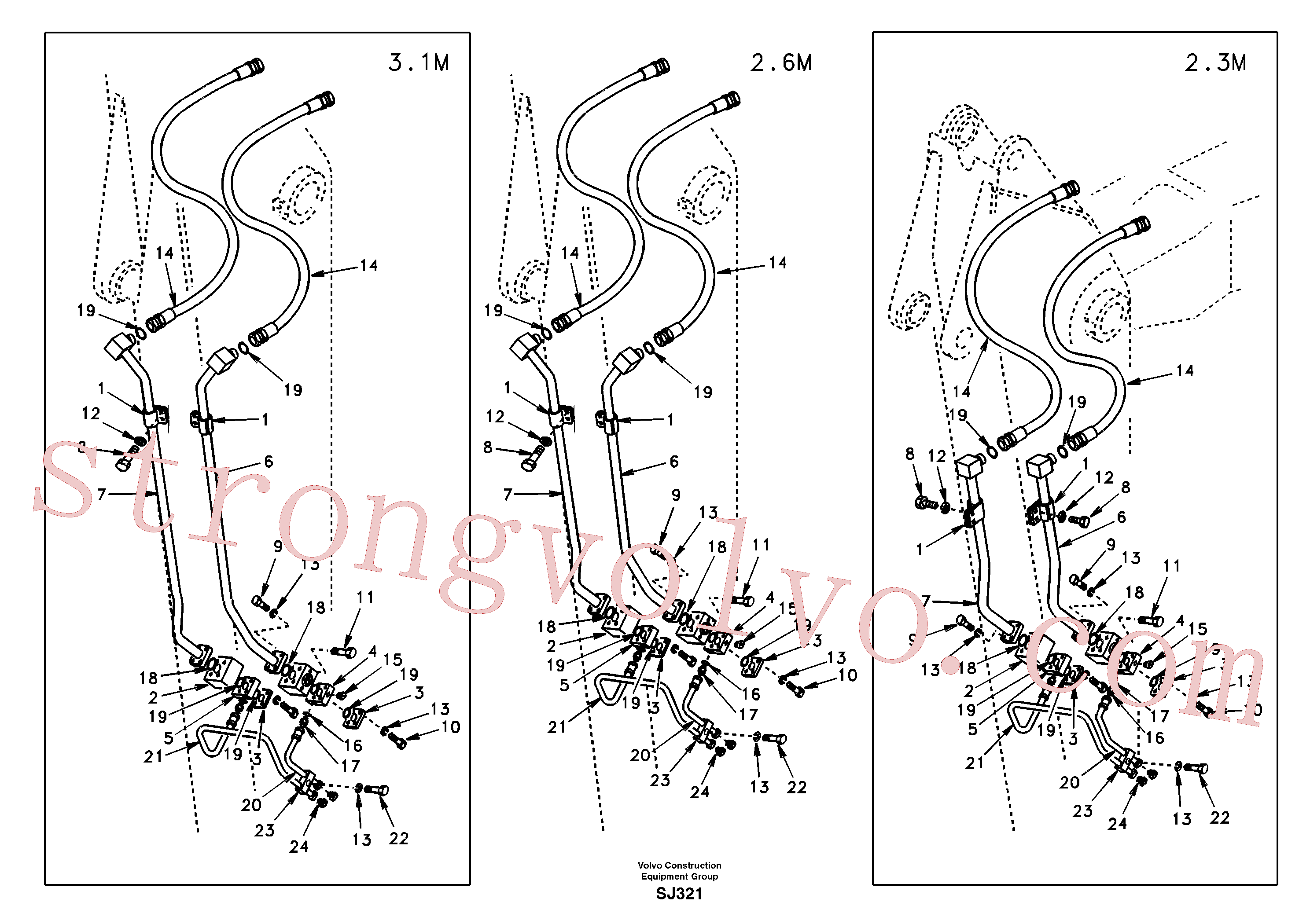 SA1174-53151 Volvo Hidráulica de serviço, martelo e cortador para braço de afundamento(SJ321 Montagem)