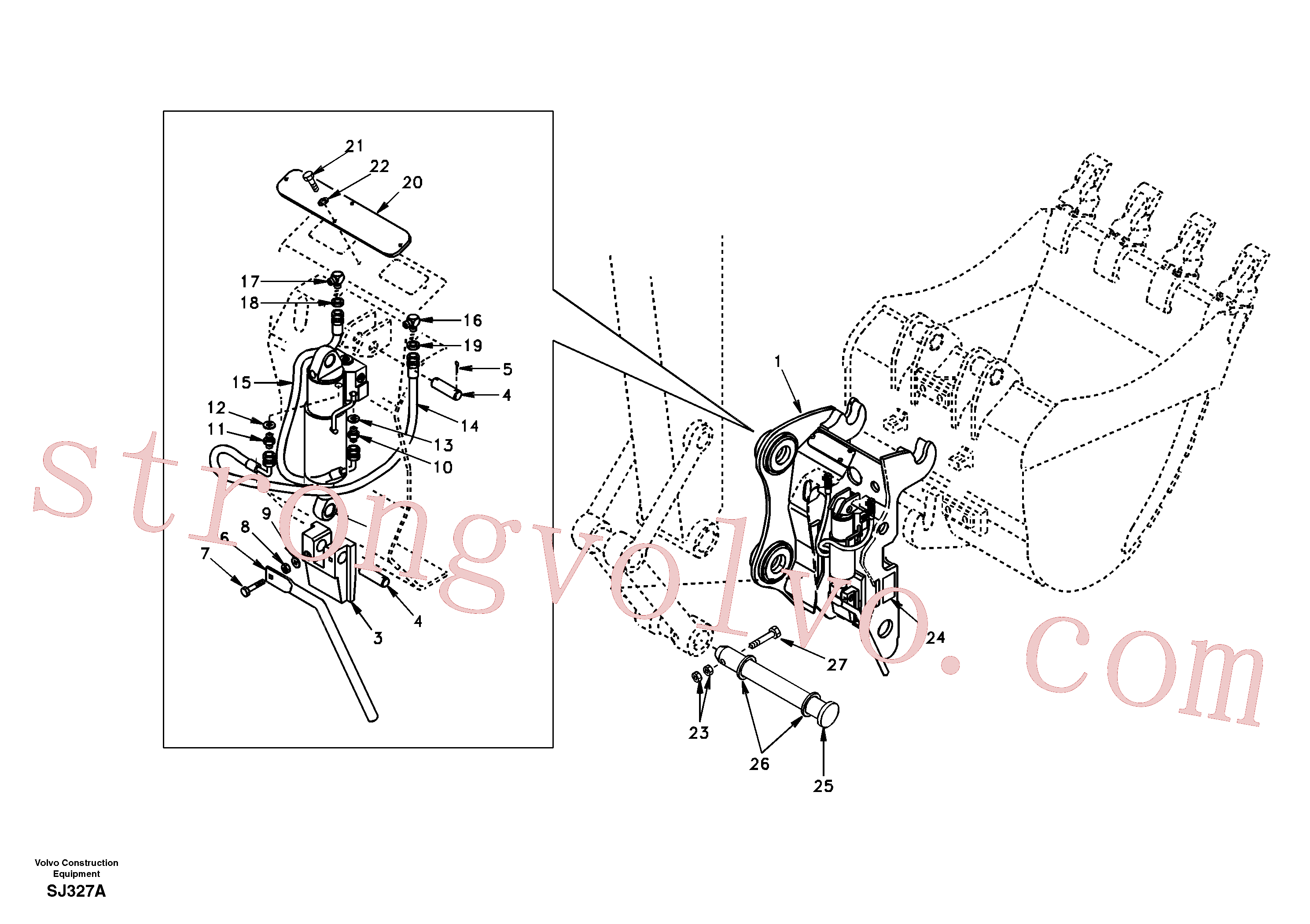 VOE14607731 Volvo Suporte de acoplamento, QuickFit(SJ327A Montagem)