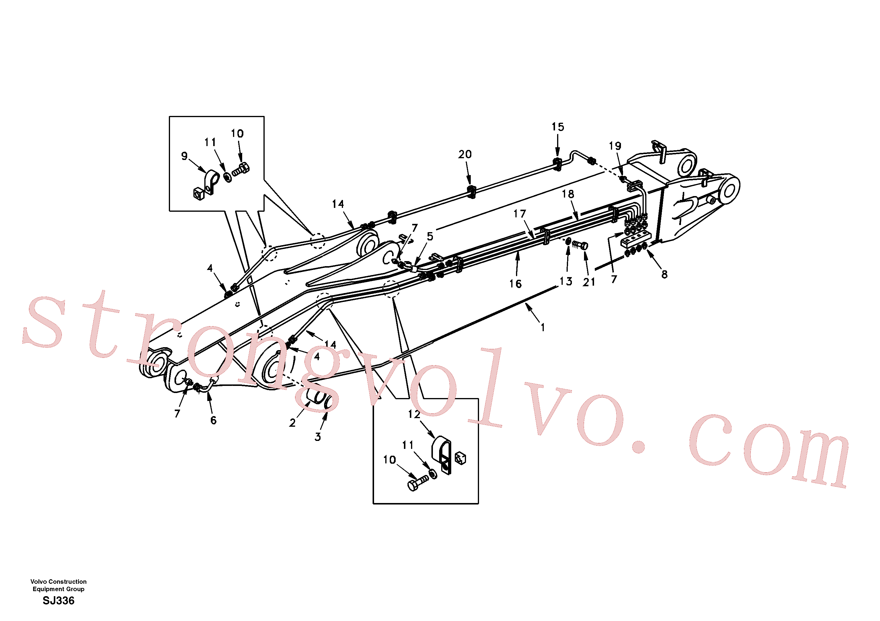 SA9411-95620 Volvo Lança e tubagem de massa lubrificante, ajustável 2ª(SJ336 Montagem)