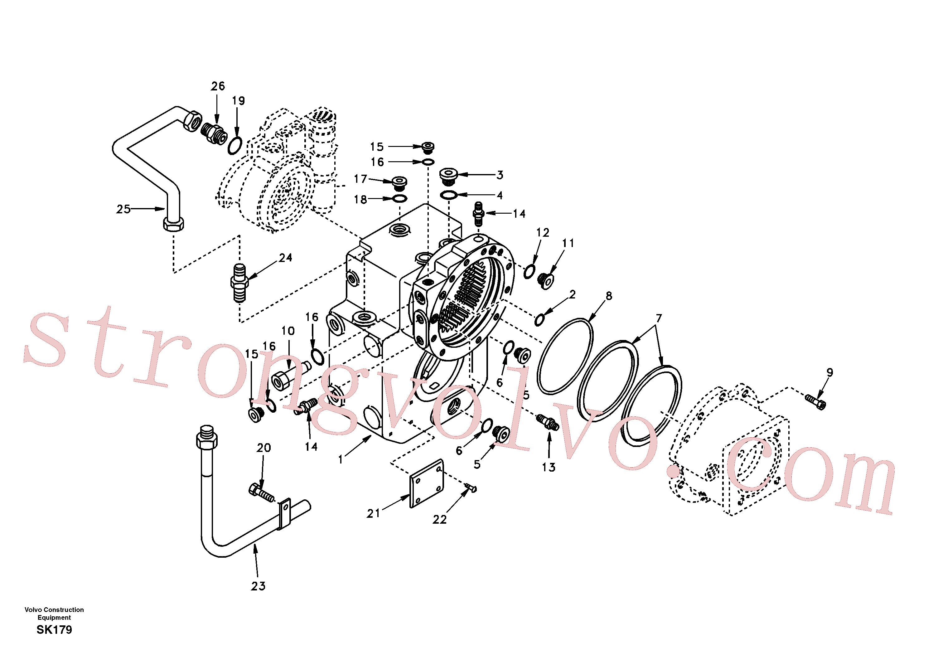 VOE1698627 Volvo Corpo da caixa de engrenagem com peça de adaptação(SK179 Montagem)