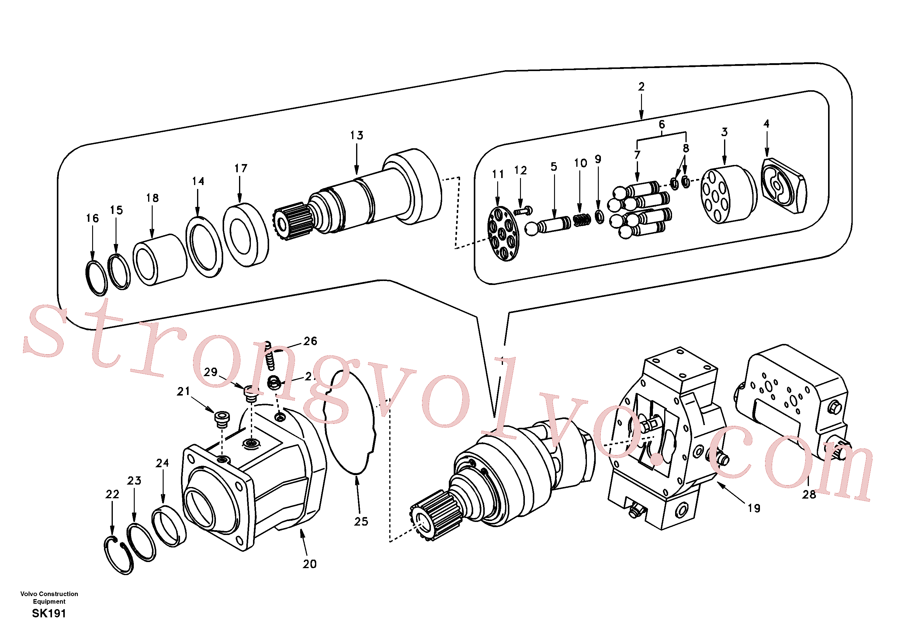 VOE11702171 Volvo Motor de deslocação(SK191 Montagem)