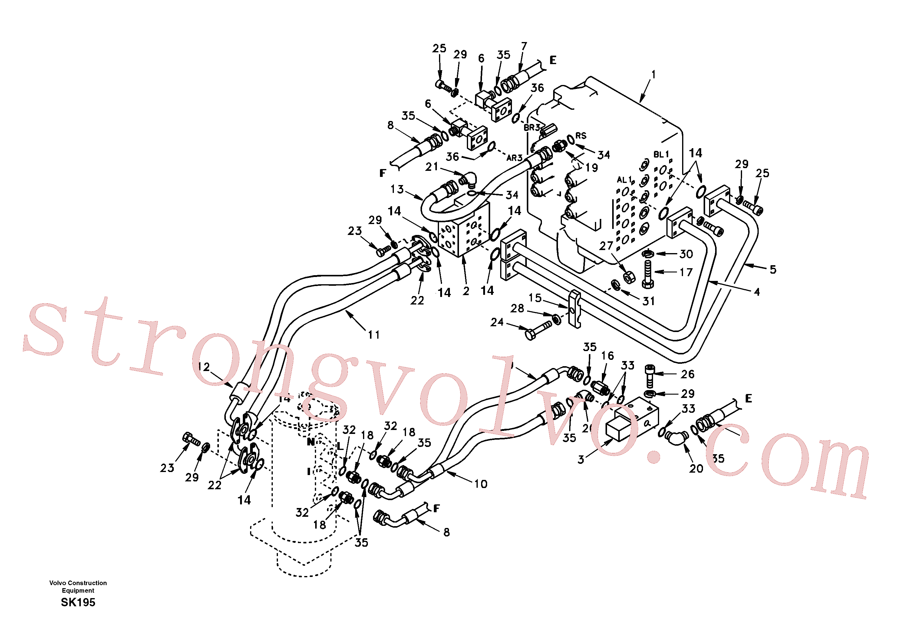 SA9419-11030 Volvo Linha da rótula, válvula de comando à rótula(SK195 Montagem)