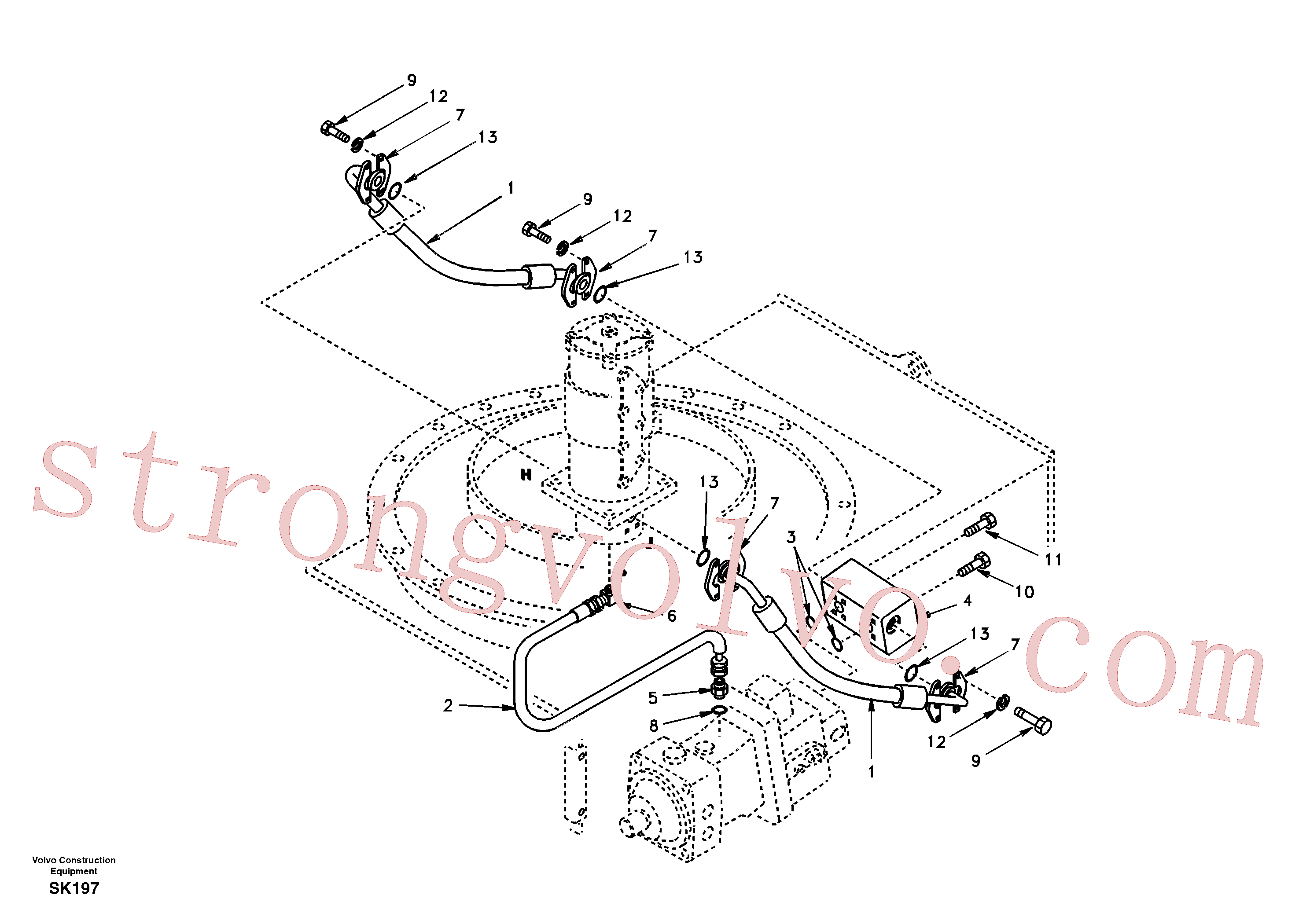VOE983317 Volvo Linha da rótula, rótula ao motor de curso(SK197 Montagem)