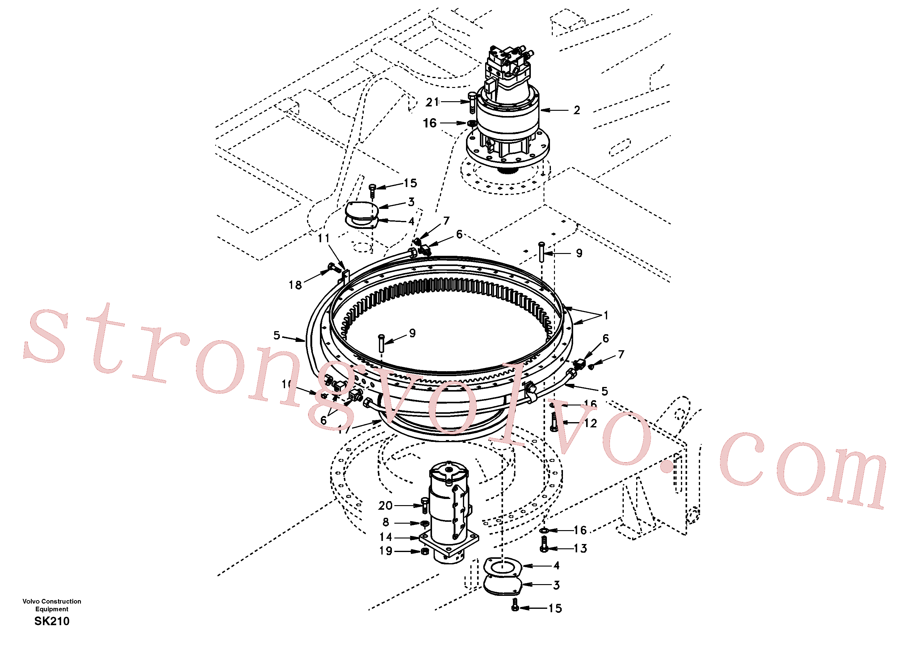 Atacado SA1155-00061 Swing Gear Volvo escavadeira