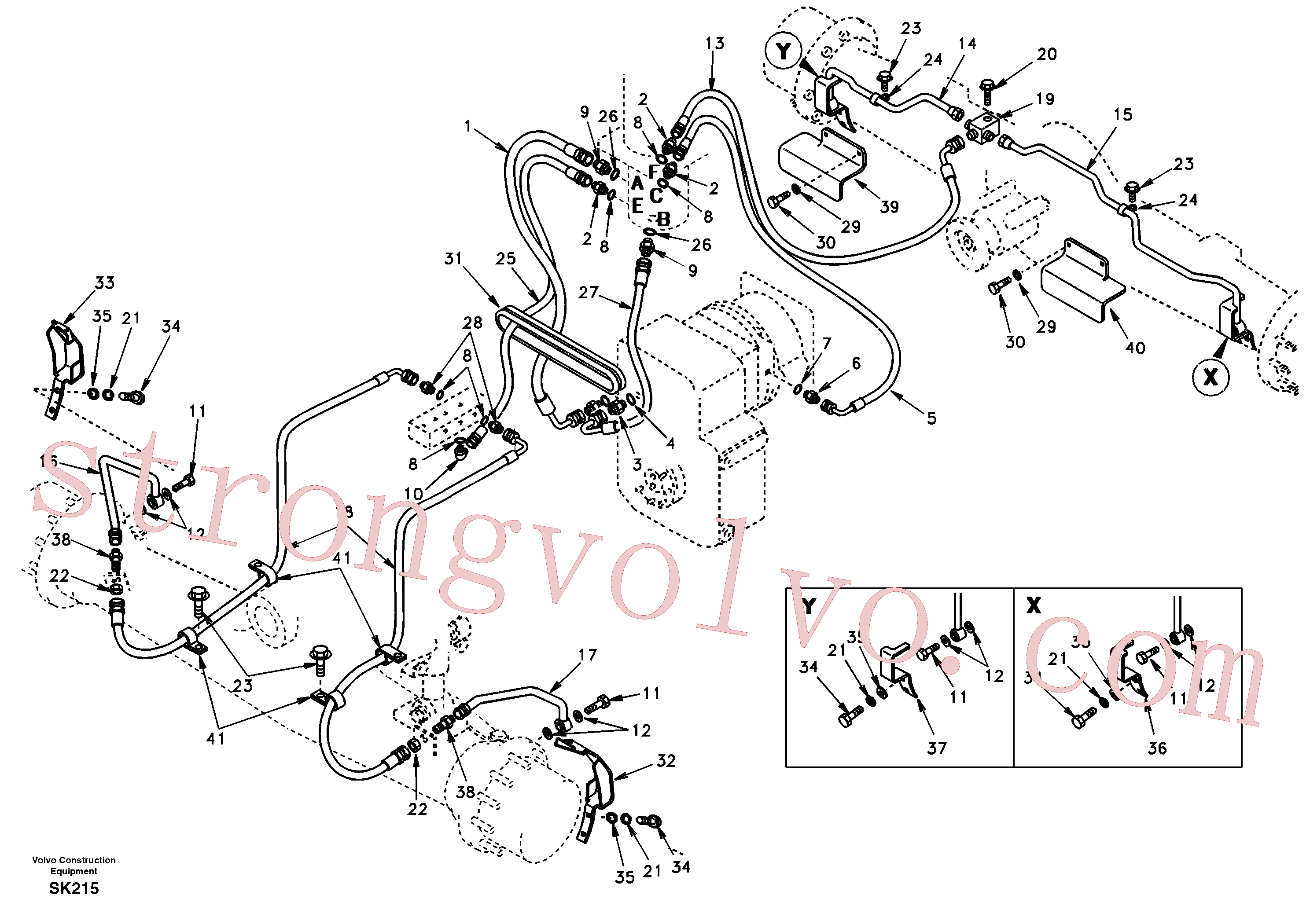 SA9411-95880 Volvo Sistema hidráulico, linha de travão inferior(SK215 Montagem)