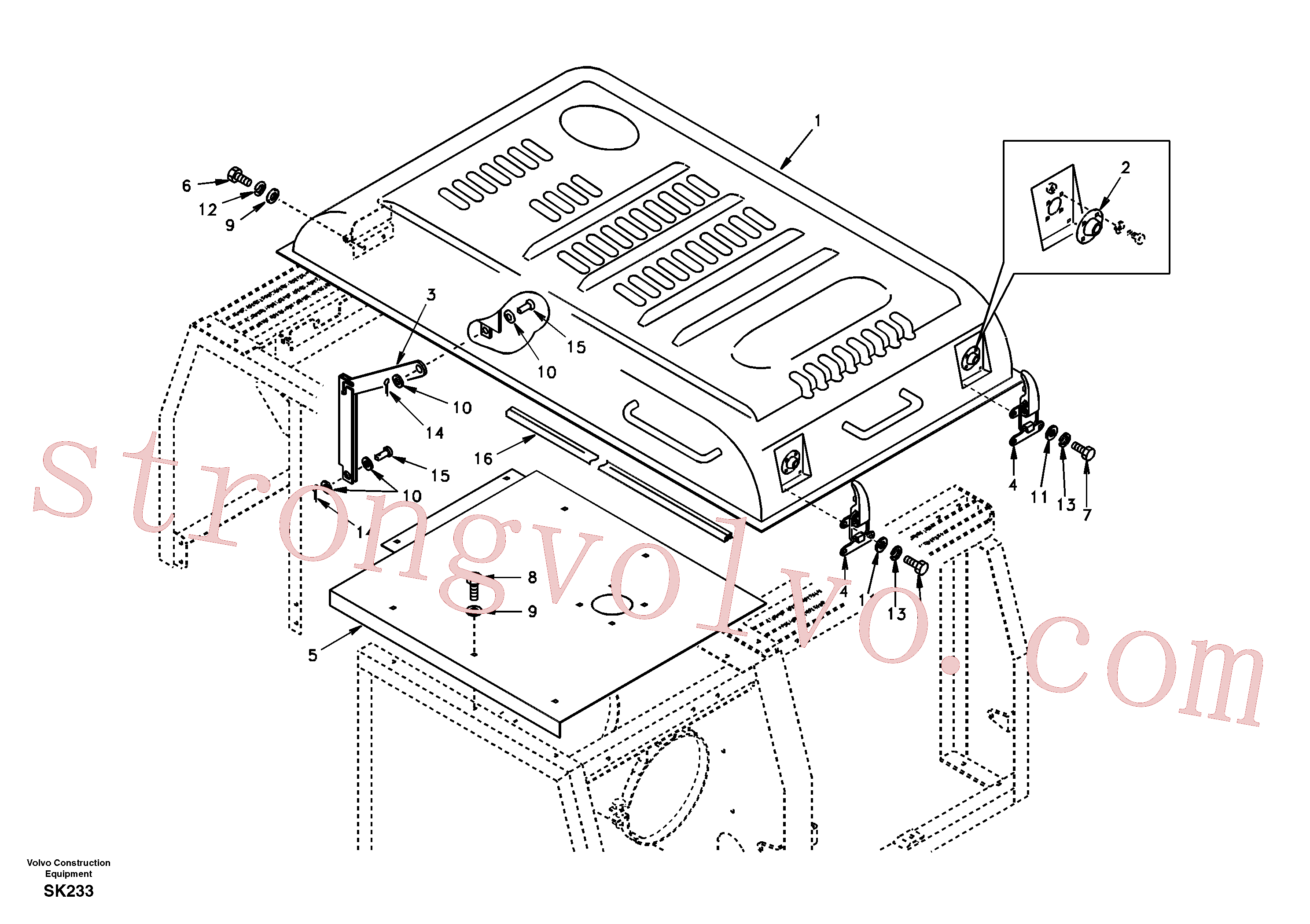 SA9321-21015 Volvo Estrutura da blindagem, cobertura e capot(SK233 Montagem)