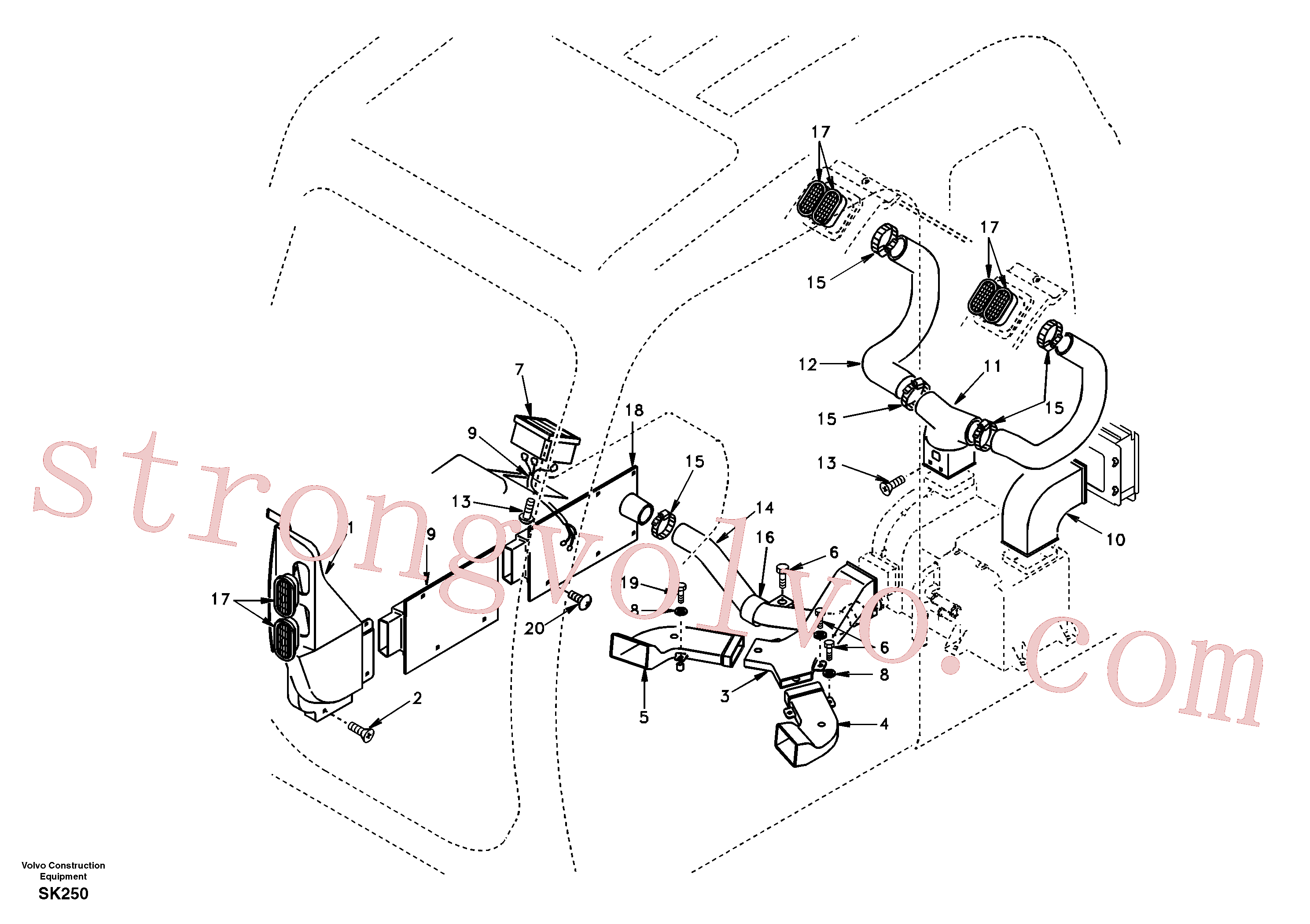 SA2025-02160 Volvo Conduta de ar na cabina e chão da cabina(SK250 Montagem)