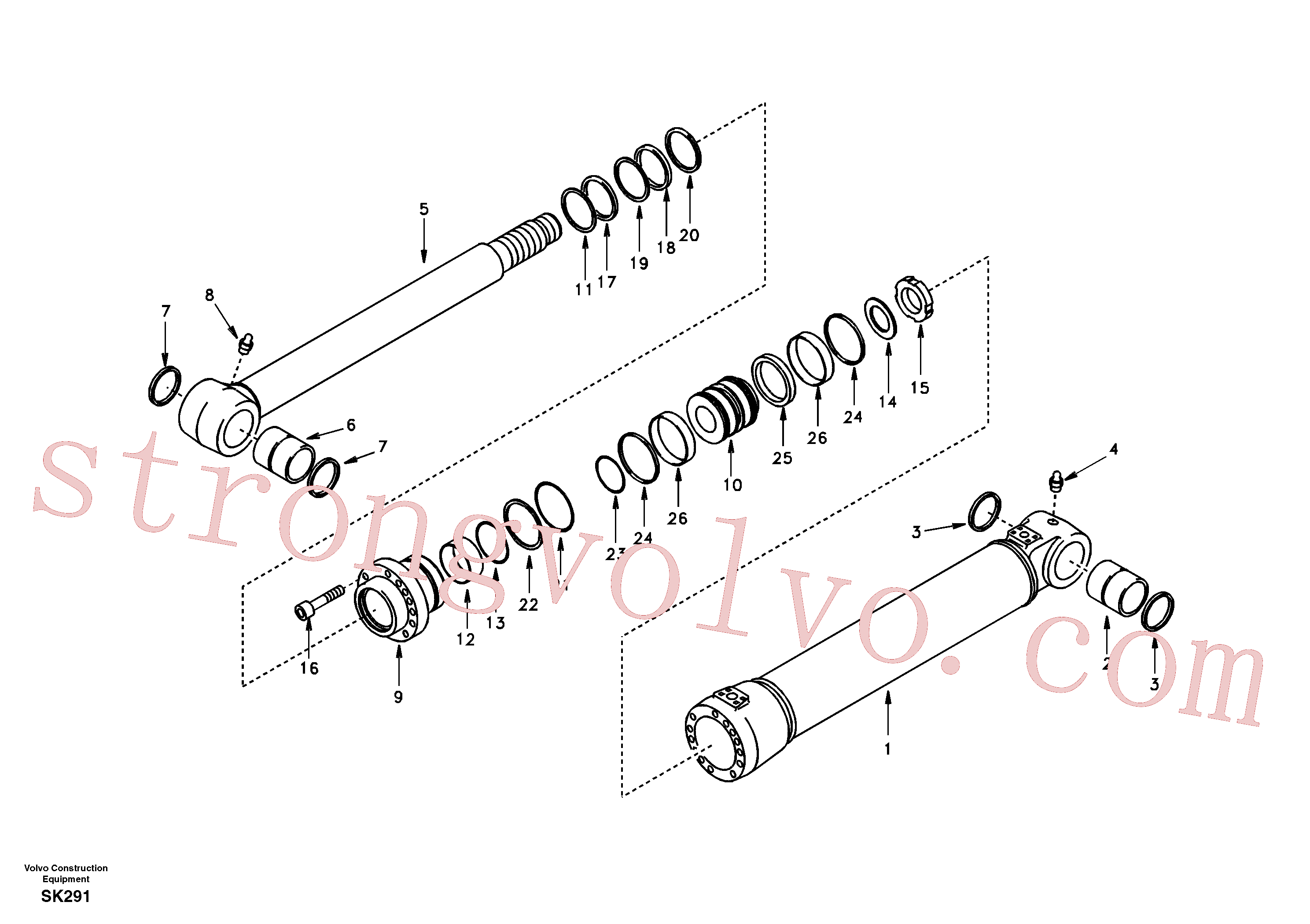 SA9016-21612 Volvo Cilindro estabilizador(SK291 Montagem)