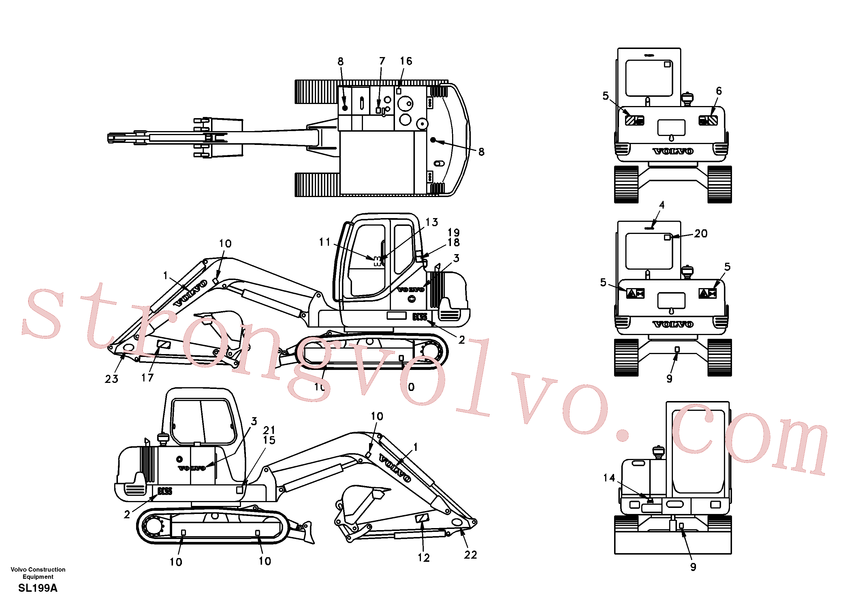 SAP4100152 Volvo Etiqueta adesiva, localização exterior(SL199A Montagem)