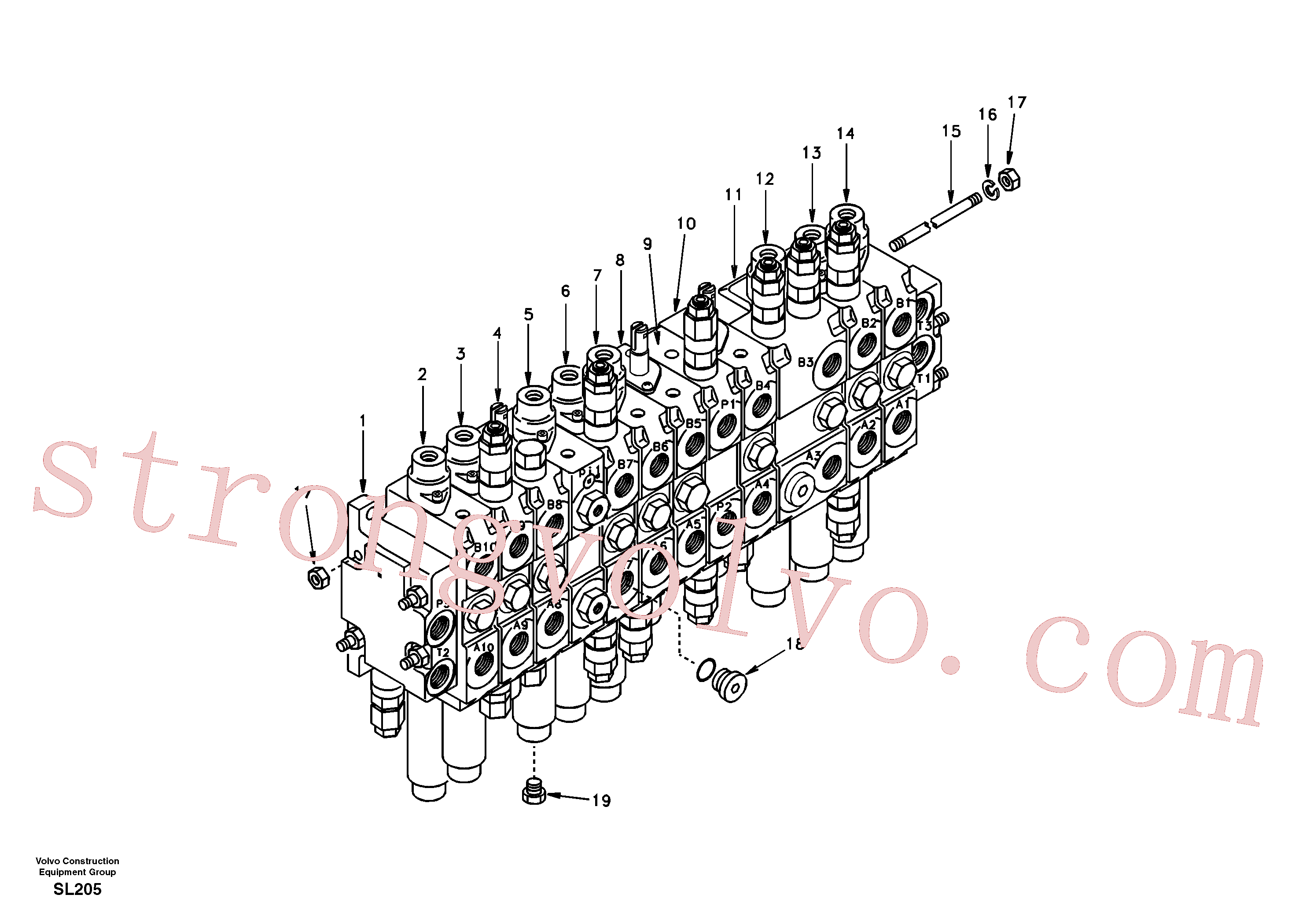 Volvo Acessórios para escavadeira SA7250-21723 Valve Acessórios