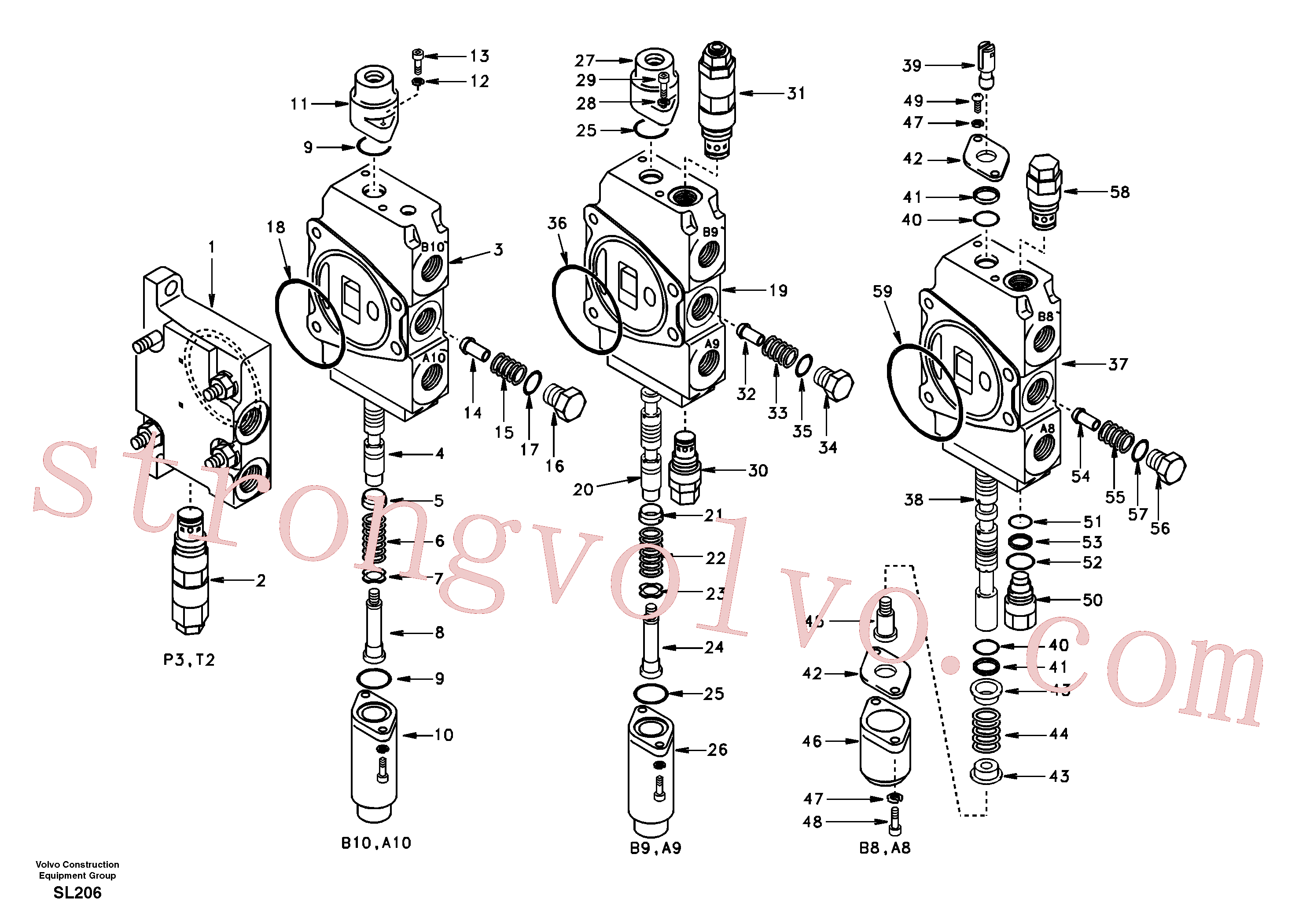 SA7253-03070 Volvo Válvula de controlo principal, admissão e lança e rotação da lança(SL206 Montagem)