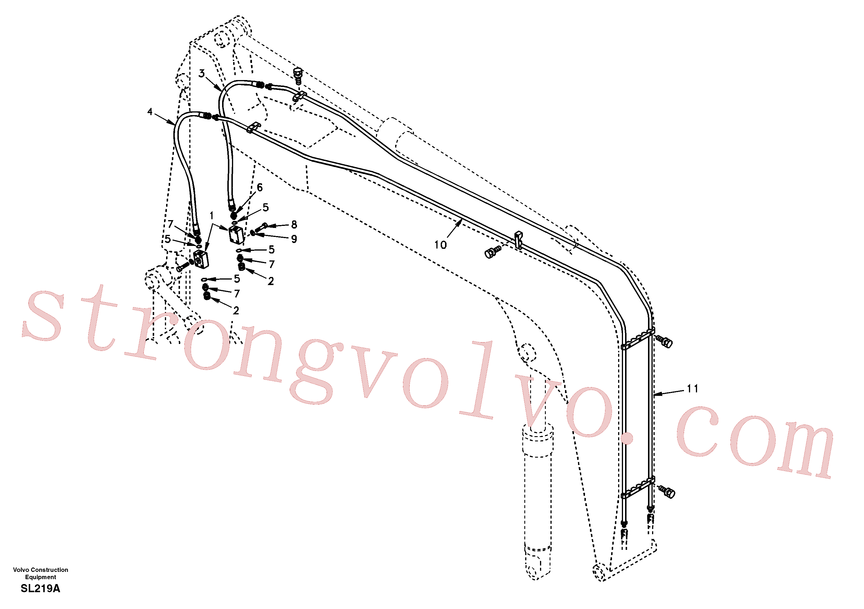 SA1174-30062 Volvo Hidráulica de serviço, martelo e cortador para lança(SL219A Montagem)