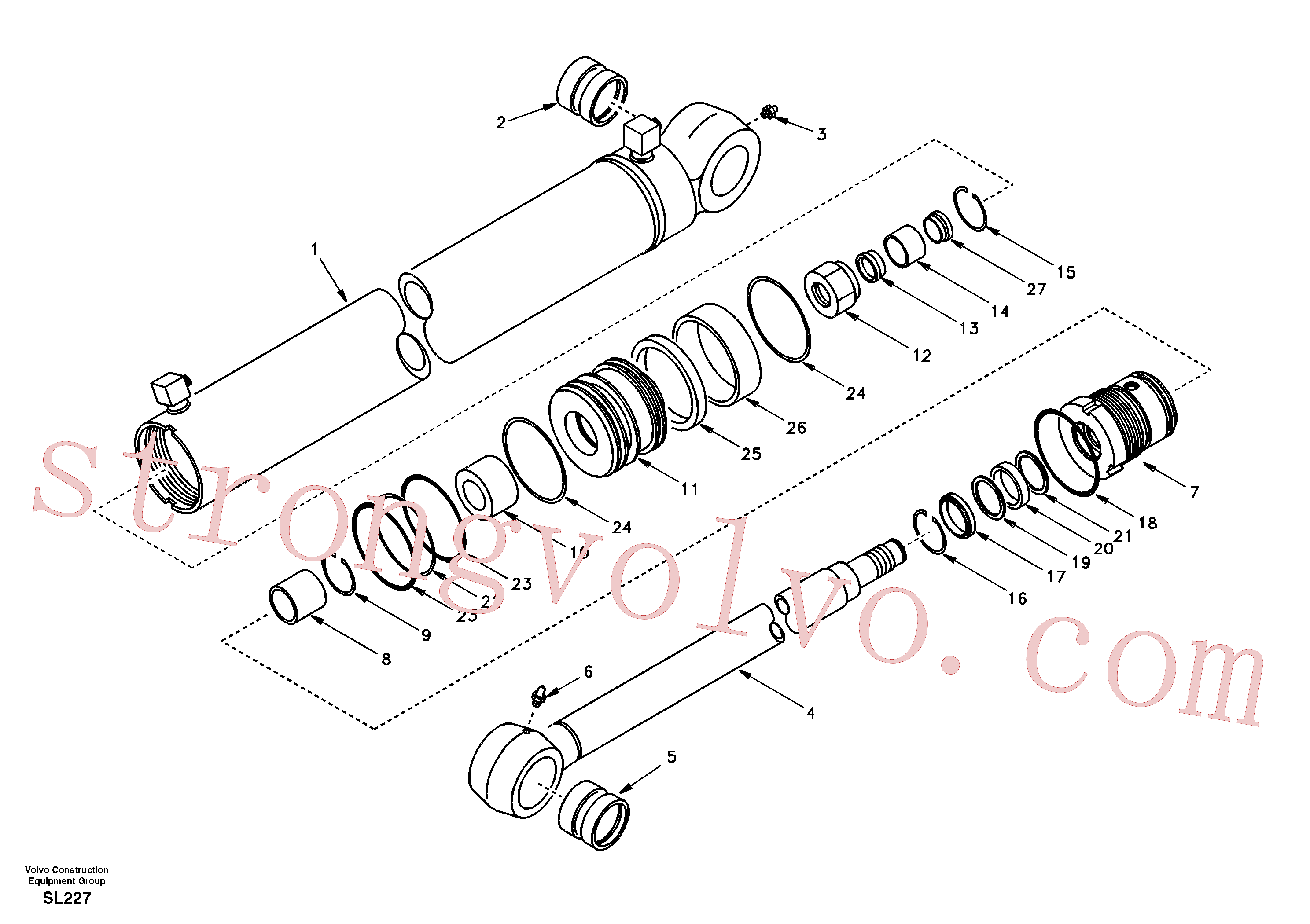 SA1146-06950 Volvo Cilindro de rotação da lança(SL227 Montagem)