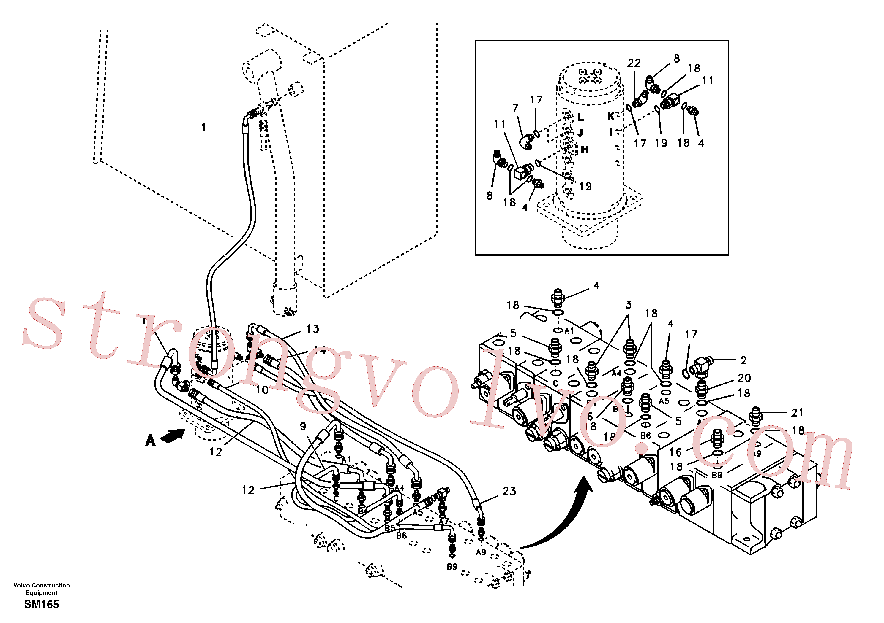 SA9412-11153 Volvo Linha da rótula, válvula de comando à rótula(SM165 Montagem)