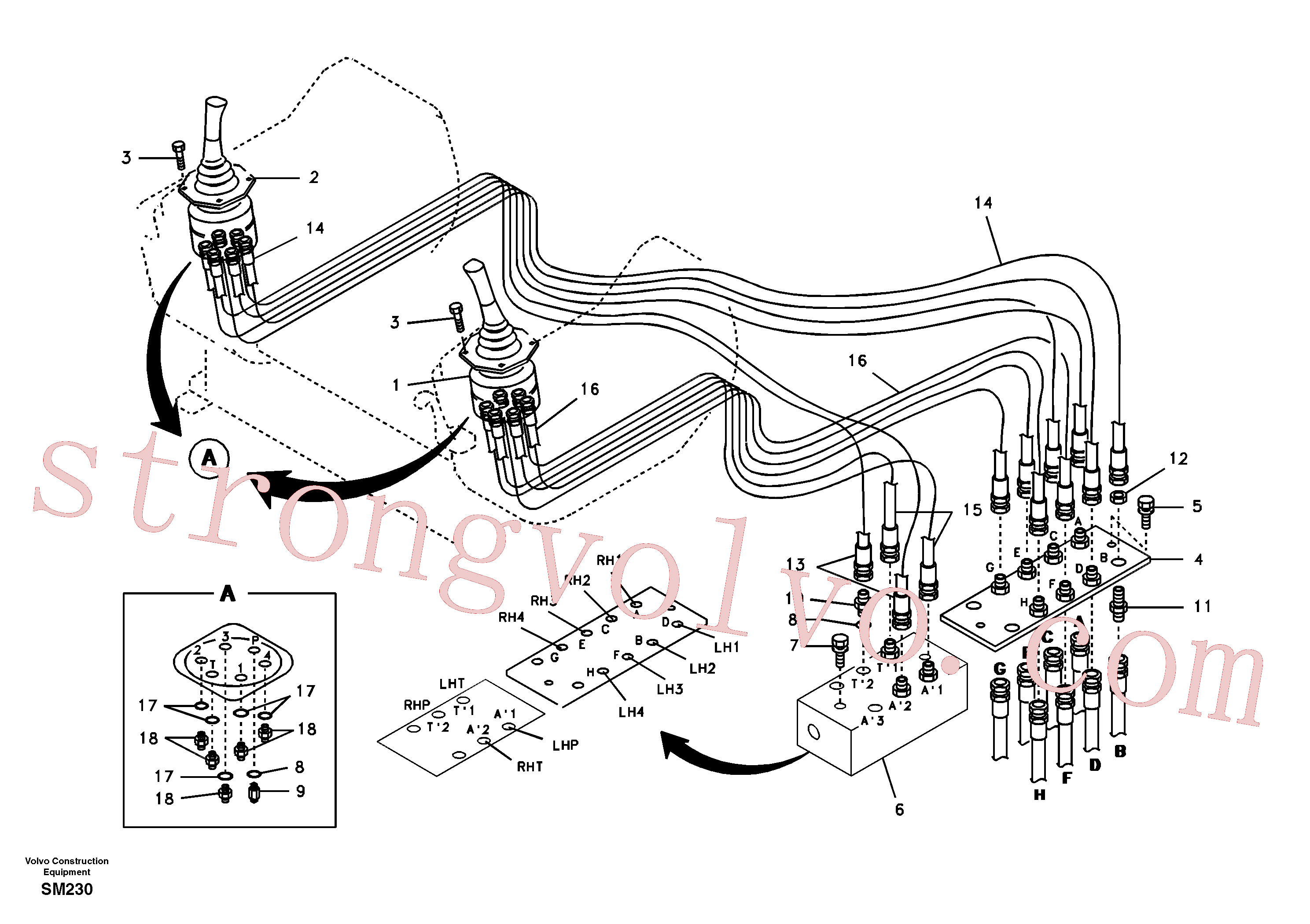 SA1148-30060 Volvo Sistema servomotor, válvula de comando para válvula de comando à distância(SM230 Montagem)