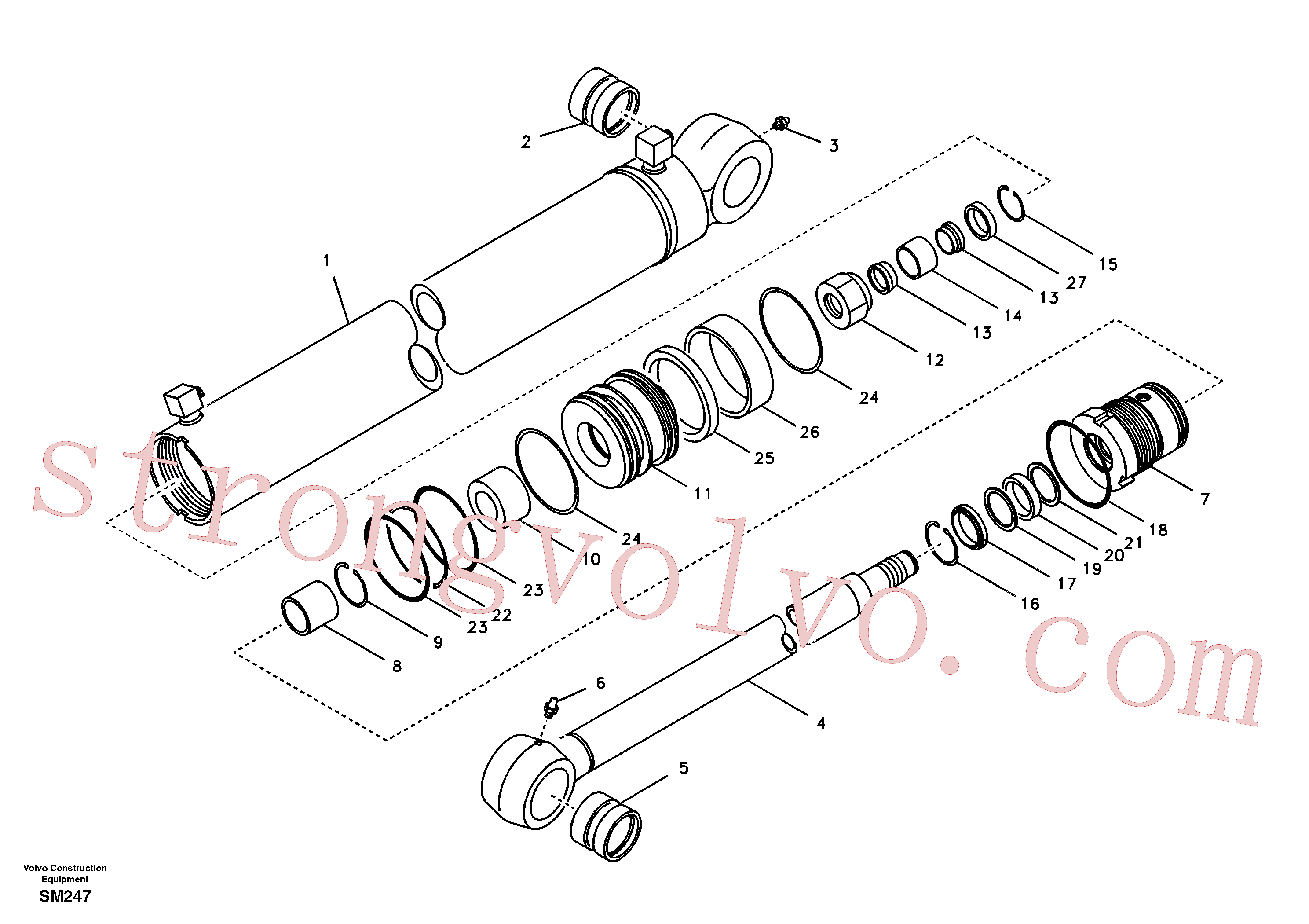 SA9133-12700 Volvo Cilindro de rotação da lança(SM247 Montagem)