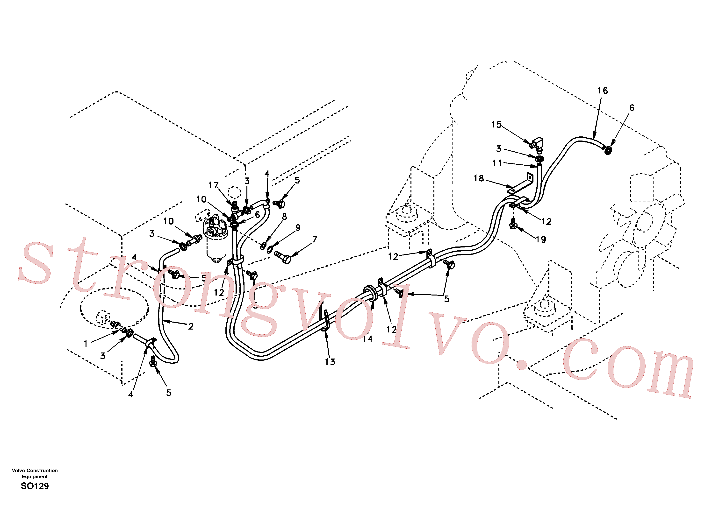 SA1125-00650 Volvo Tubo de combustível - depósito de combustível(SO129 Montagem)