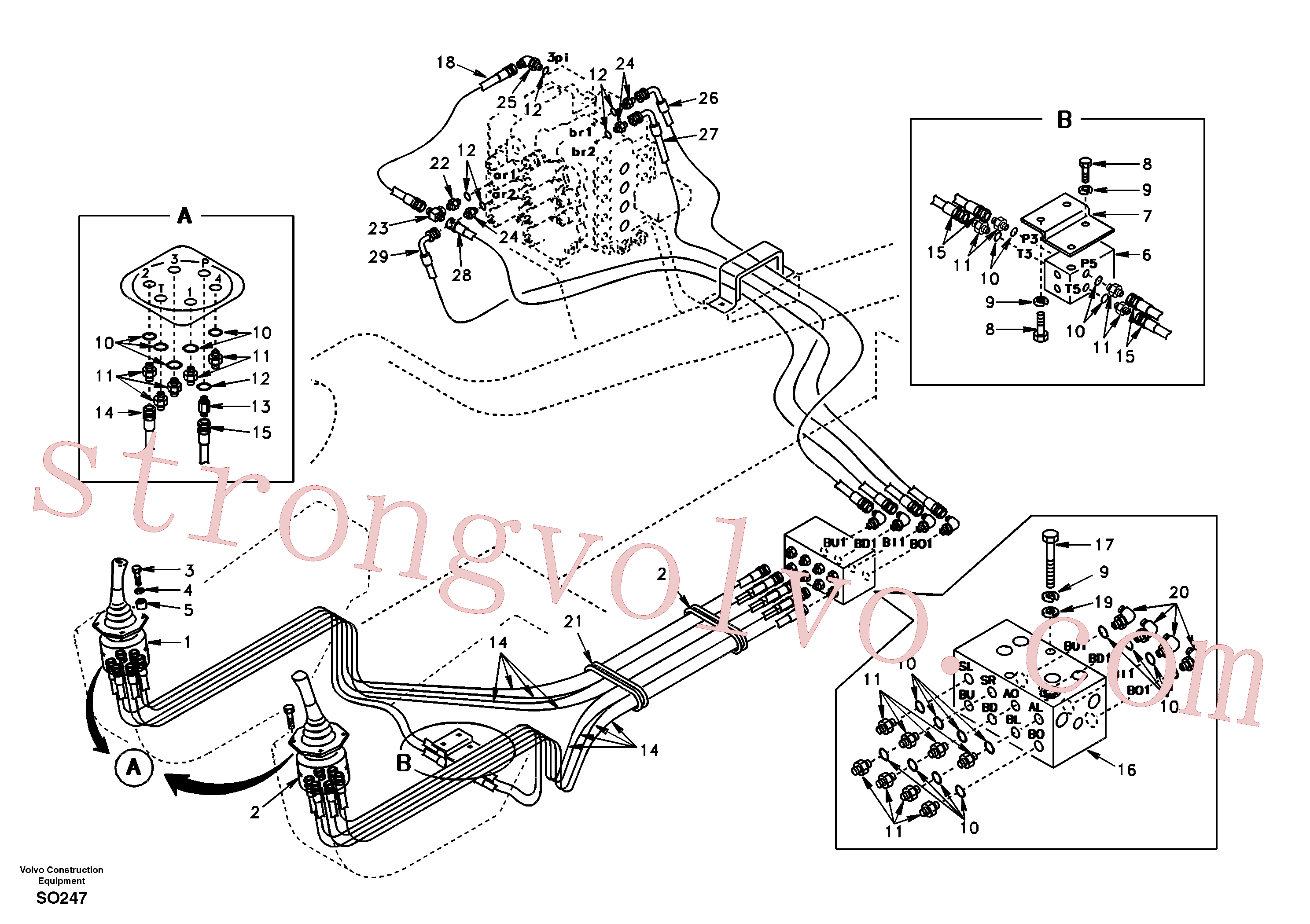 SA9014-10605 Volvo Sistema servomotor, válvula de comando para válvula de comando à distância(SO247 Montagem)