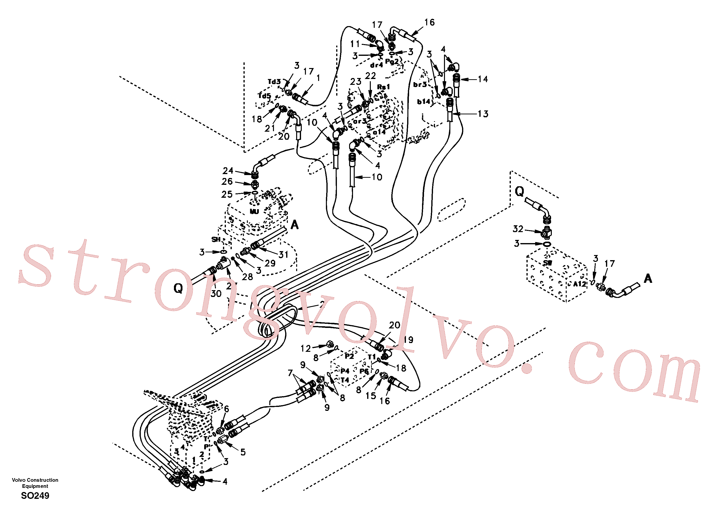 SA9453-02240 Volvo Sistema servomotor, válvula de comando para pedal da válvula de comando(SO249 Montagem)