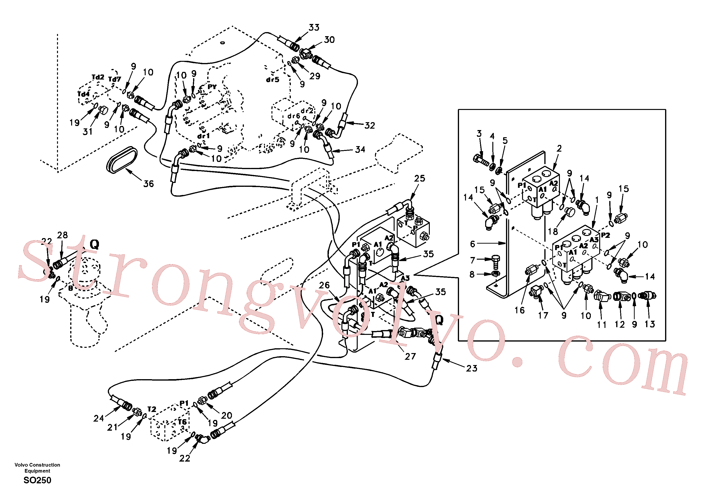 SA9411-94640 Volvo Sistema servomotor, válvula de comando para válvula solenóide(SO250 Montagem)