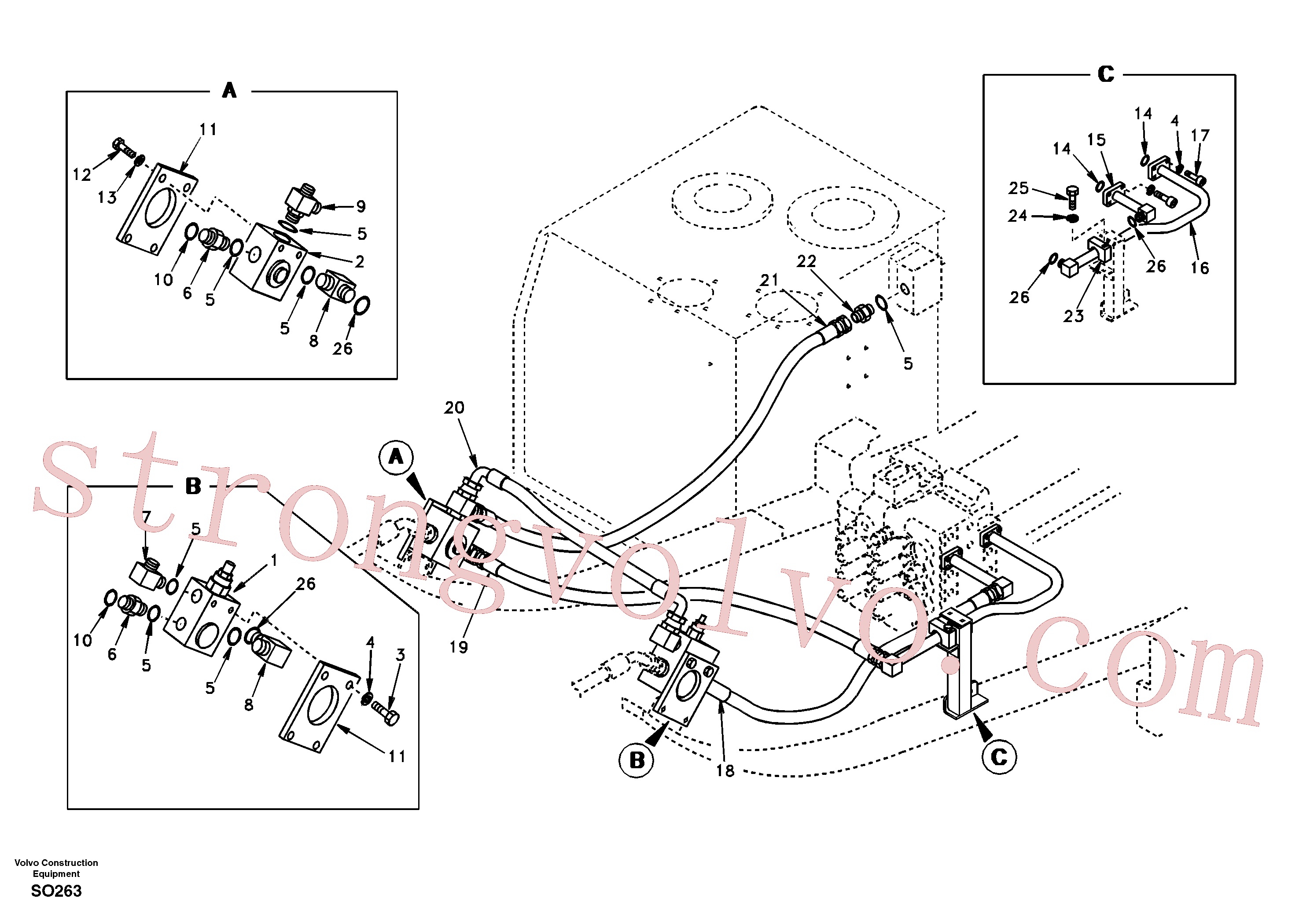 Volvo Acessórios para escavadeira SA9401-05612 Xtraflex/5000 Acessórios