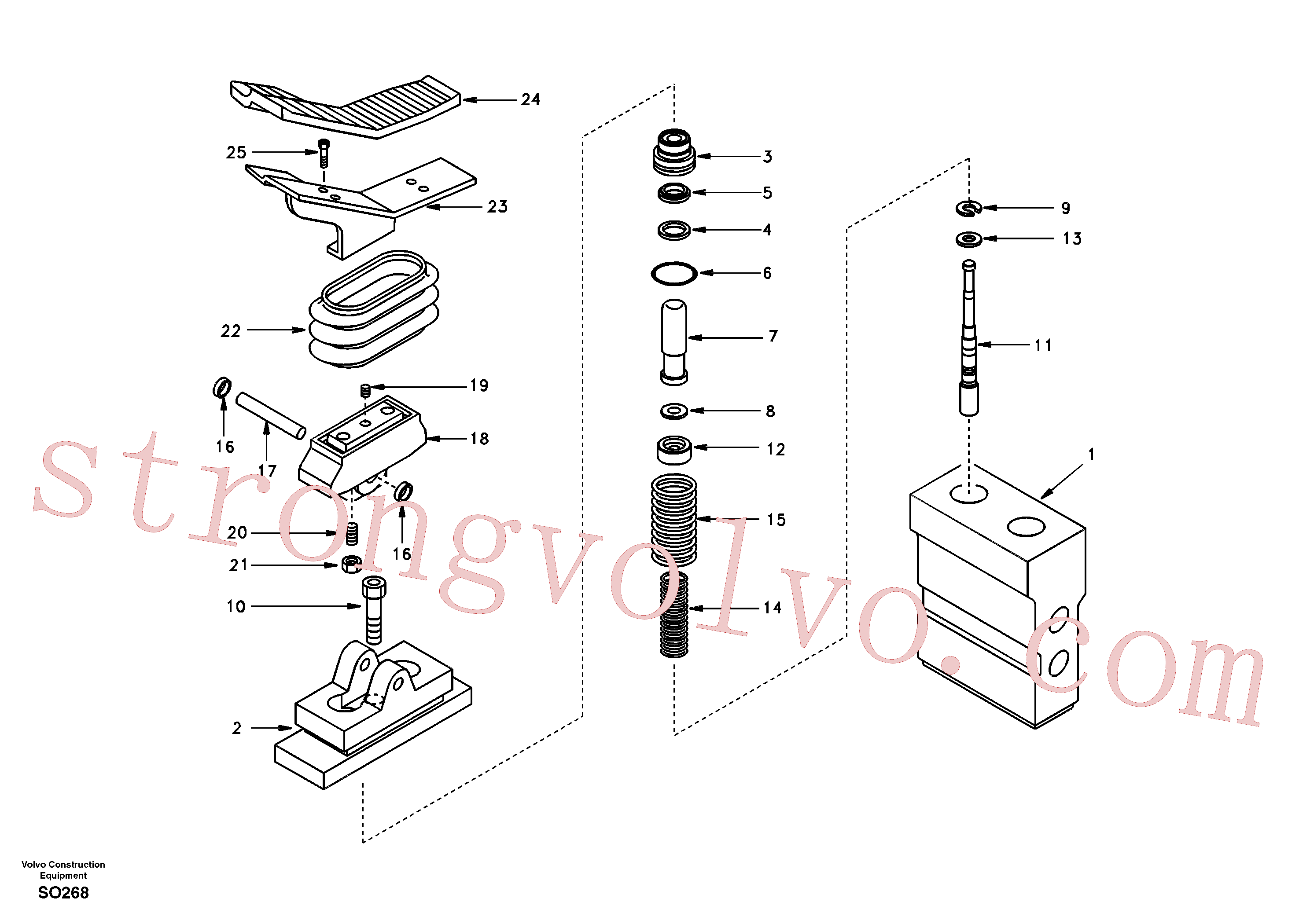 SA8230-19490 Volvo Hidráulica de serviço, pedal da válvula de comando à distância para martelo e cortador(SO268 Montagem)