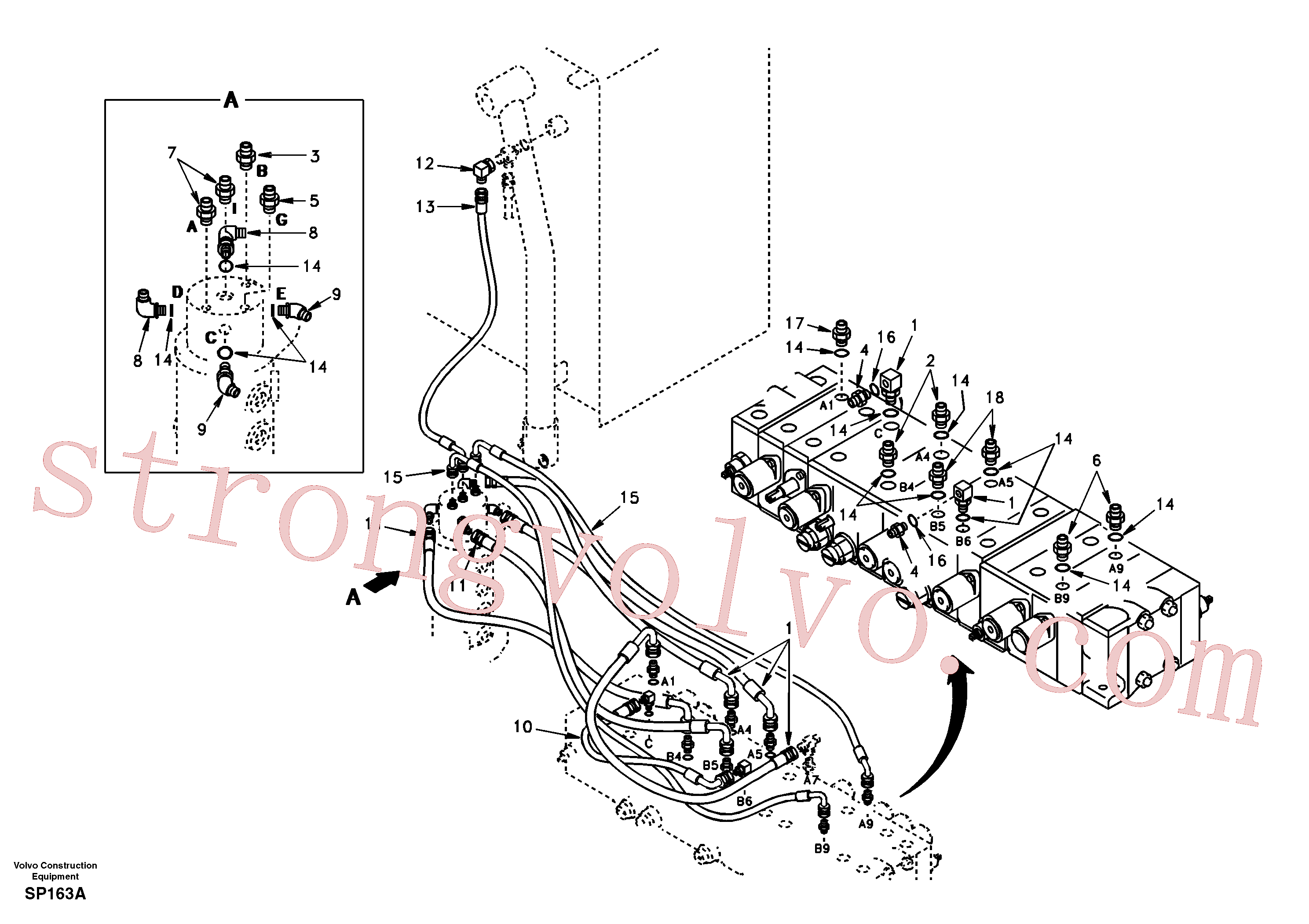 SA9414-11030 Volvo Linha da rótula, válvula de comando à rótula(SP163A Montagem)