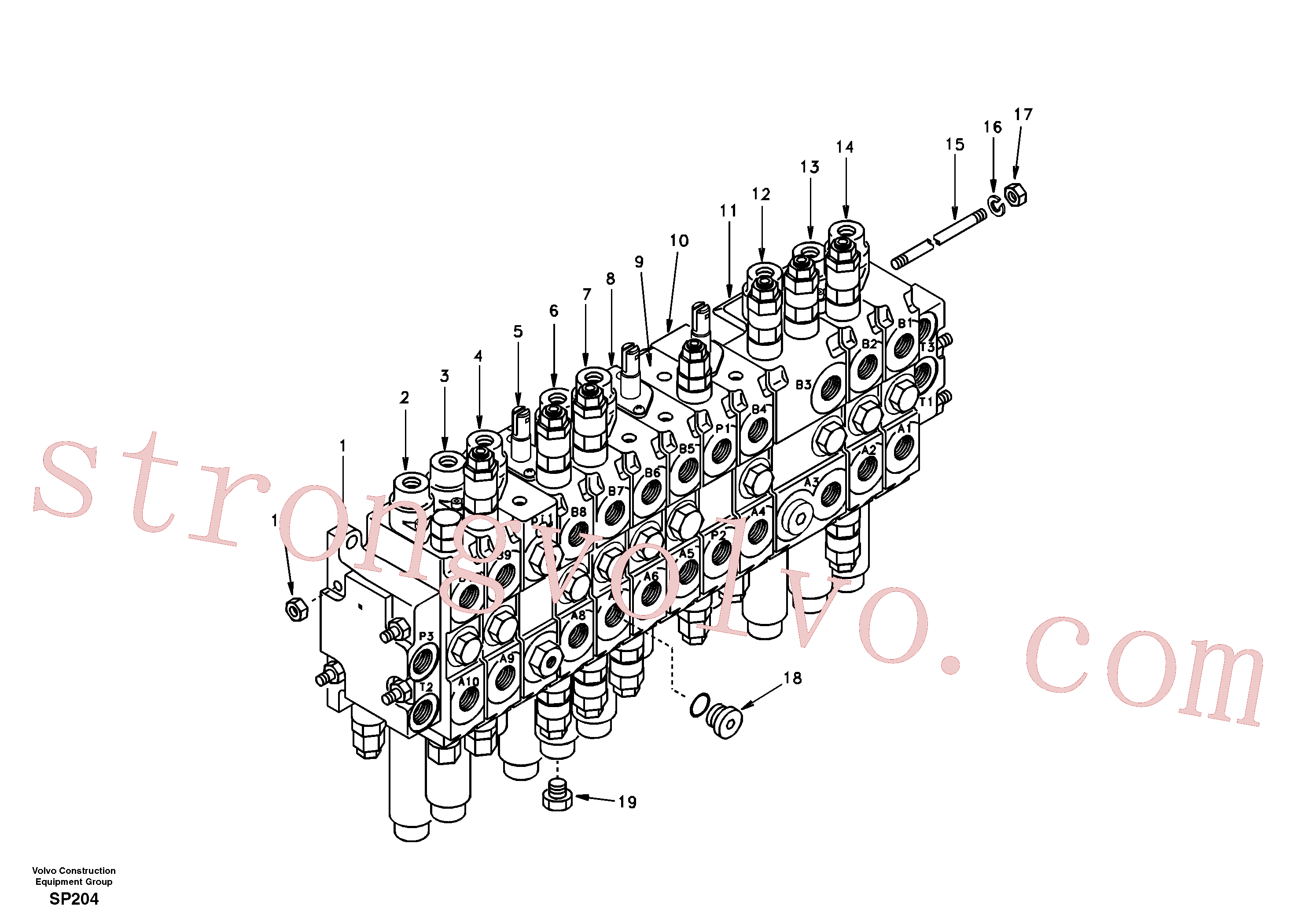 VOE14503955 Volvo Válvula de comando com acessórios.(SP204 Montagem)