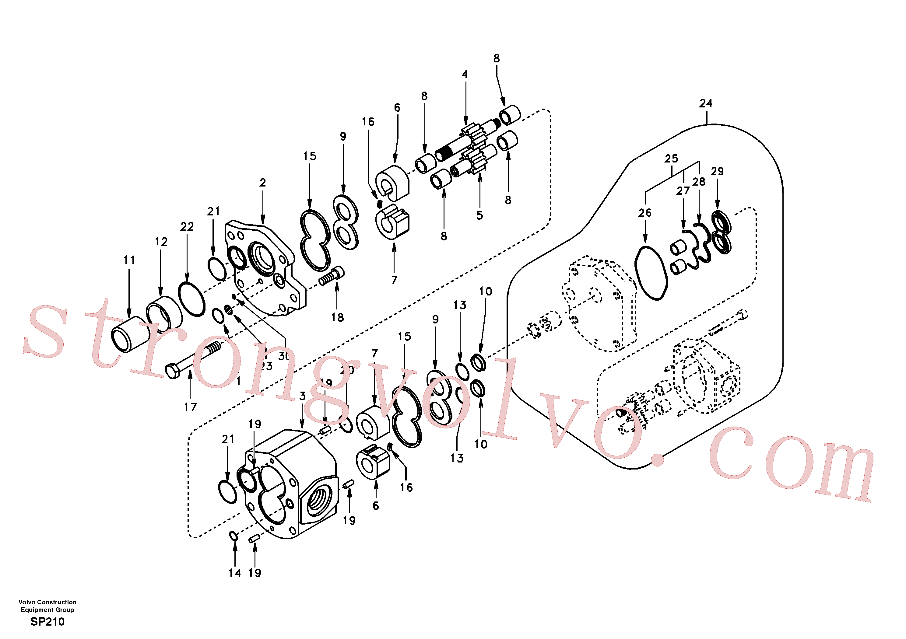 SA8230-02940 Volvo Bomba da engrenagem hidráulica(SP210 Montagem)