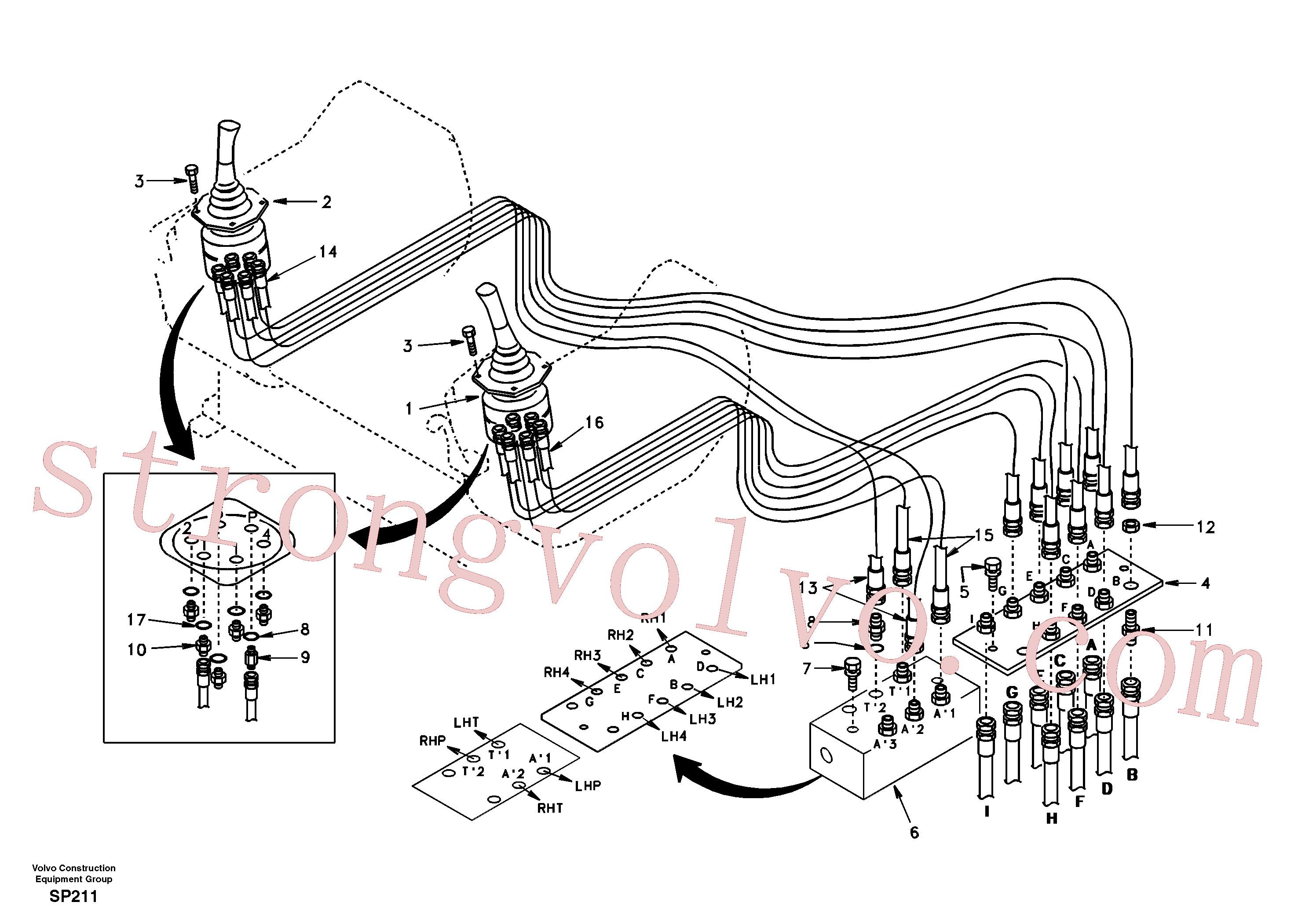 SA9041-10804 Volvo Sistema servomotor, válvula de comando para válvula de comando à distância(SP211 Montagem)