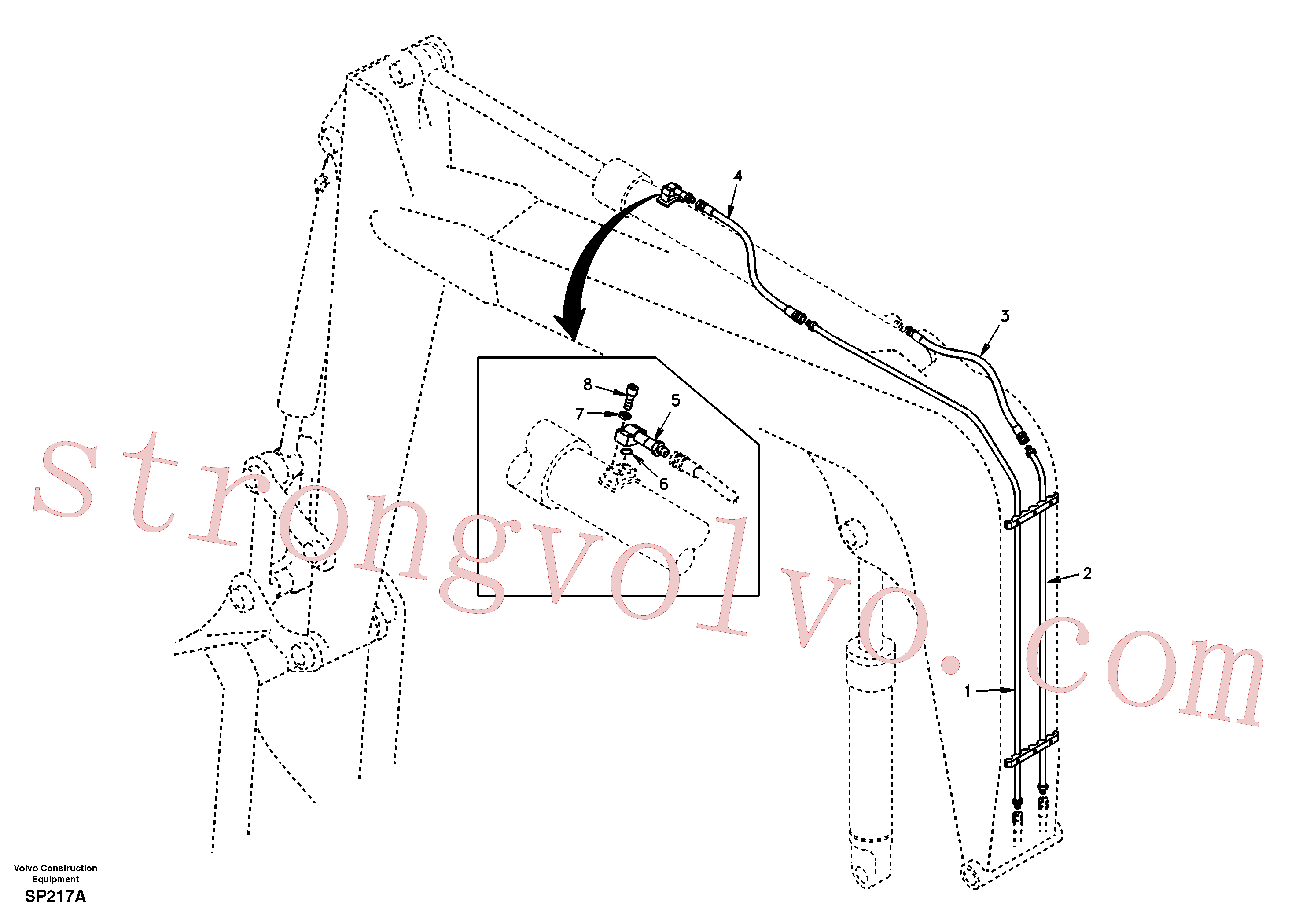 SA9451-04715 Volvo Hidráulica de serviço, ruptura do braço de afundamento(SP217A Montagem)