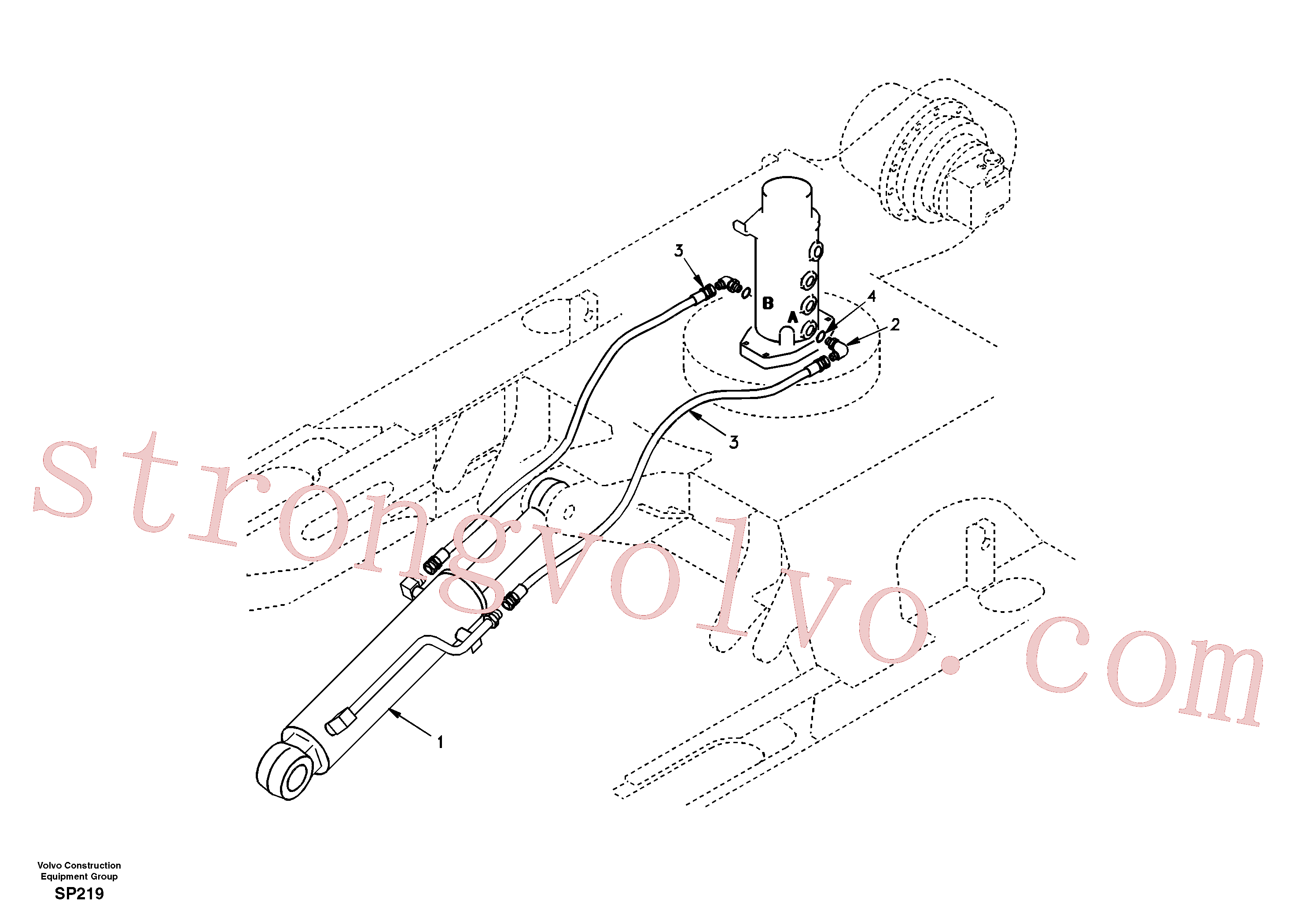 SA1146-01201 Volvo Sistema hidráulico de trabalho, lâmina niveladora(SP219 Montagem)