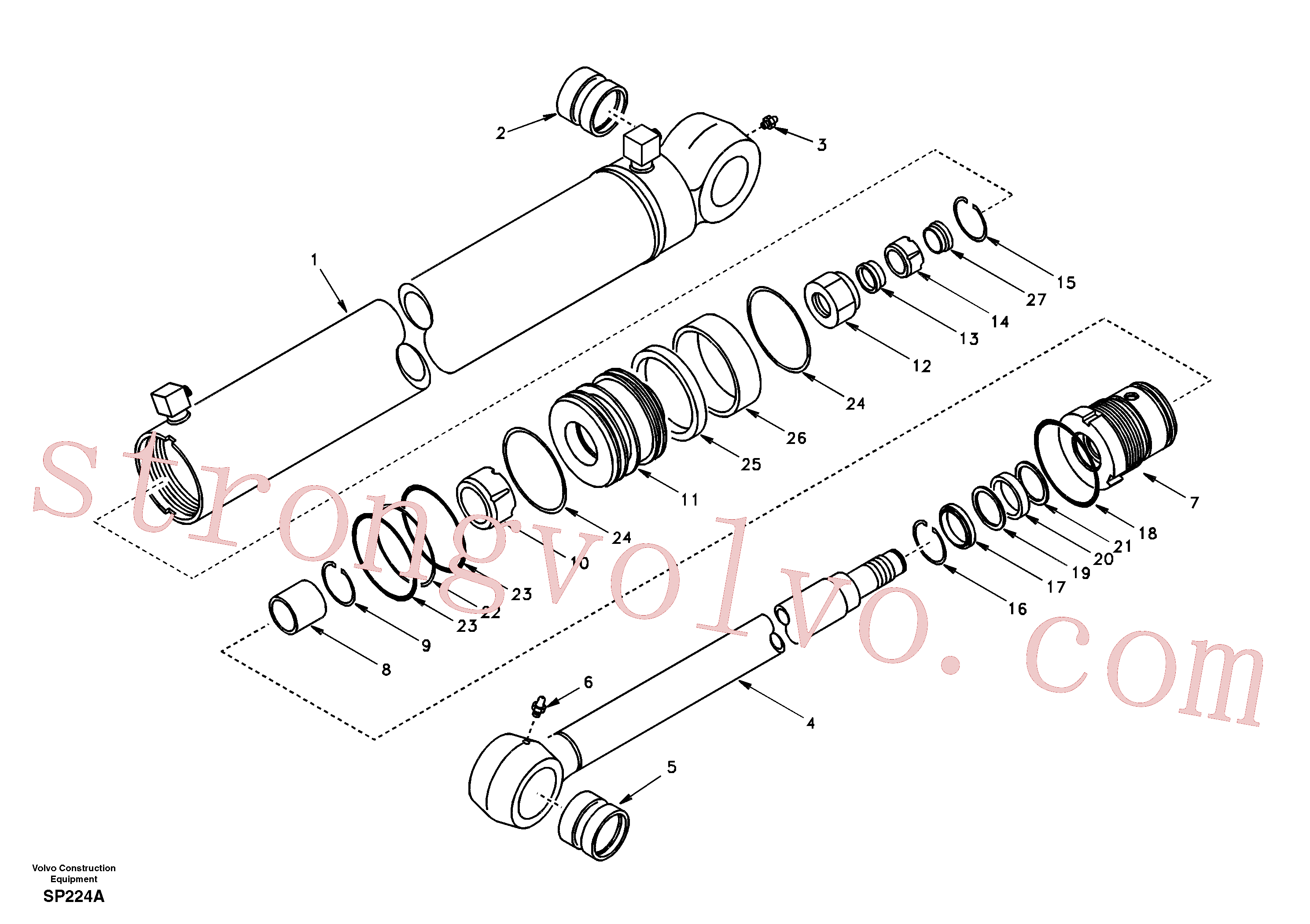 SA8148-14051 Volvo Cilindro de rotação da lança(SP224A Montagem)