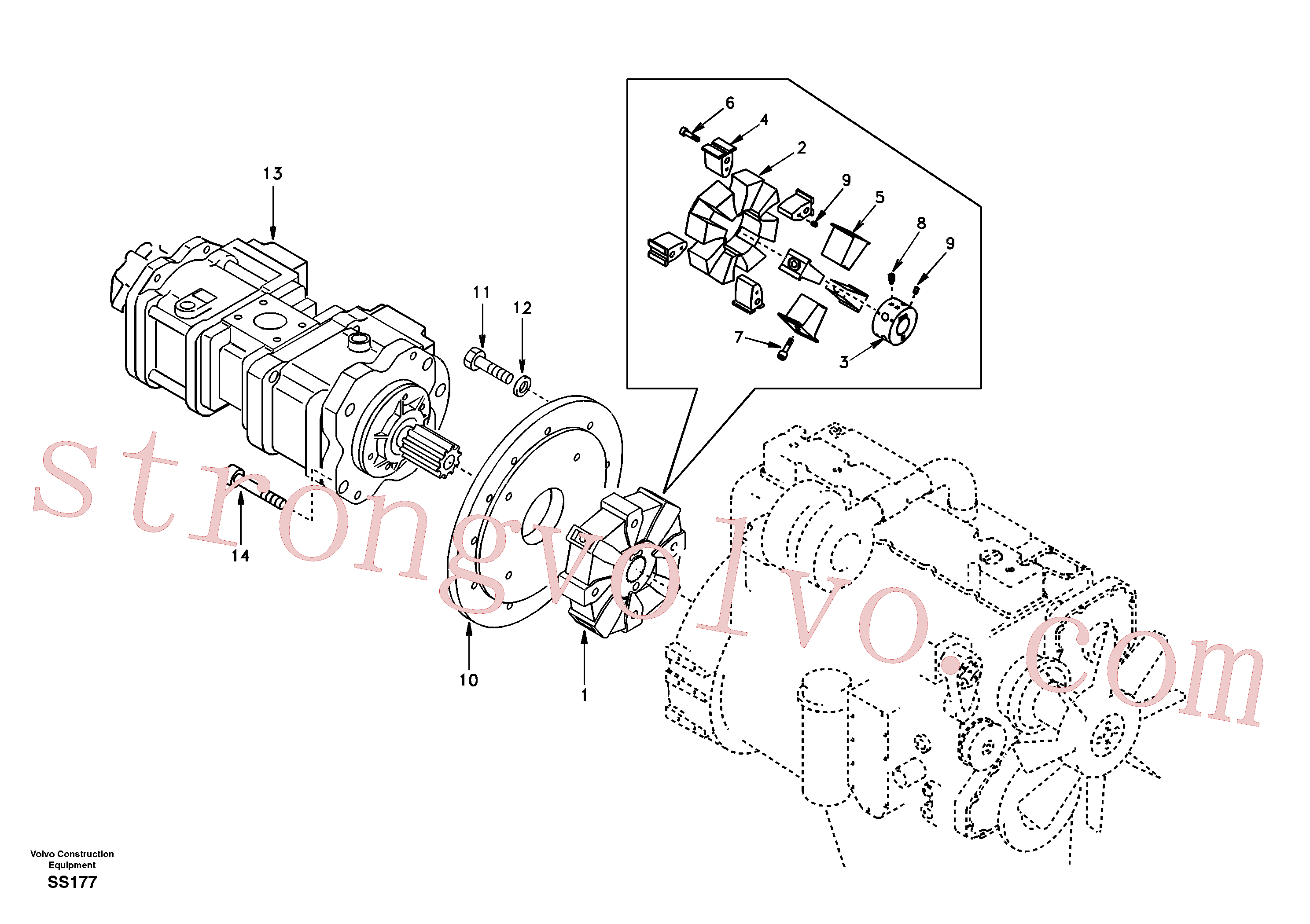 SADF046 Volvo Caixa de engrenagens da bomba com peças de montagem(SS177 Montagem)