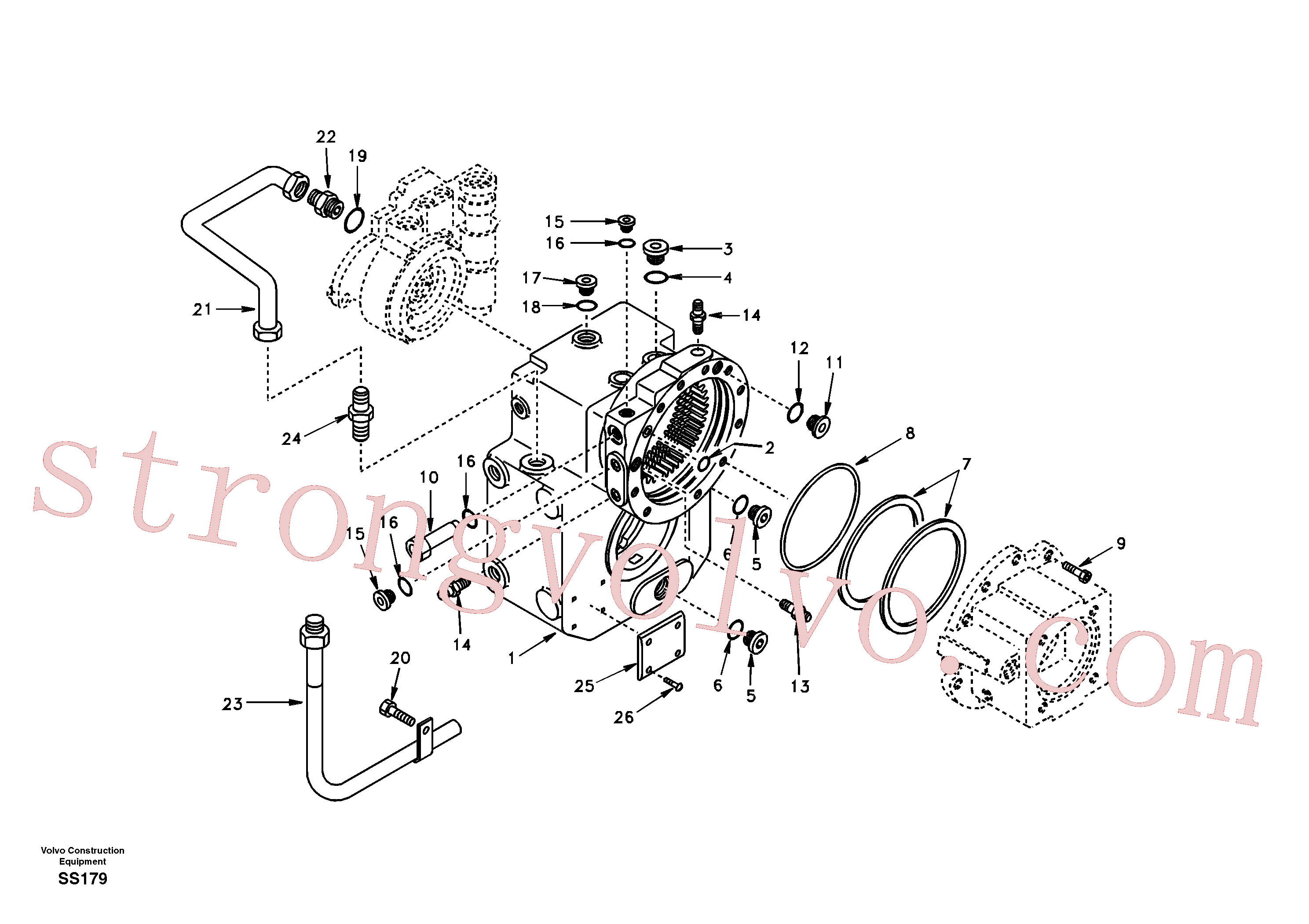 VOE1698627 Volvo Corpo da caixa de engrenagem com peça de adaptação(SS179 Montagem)